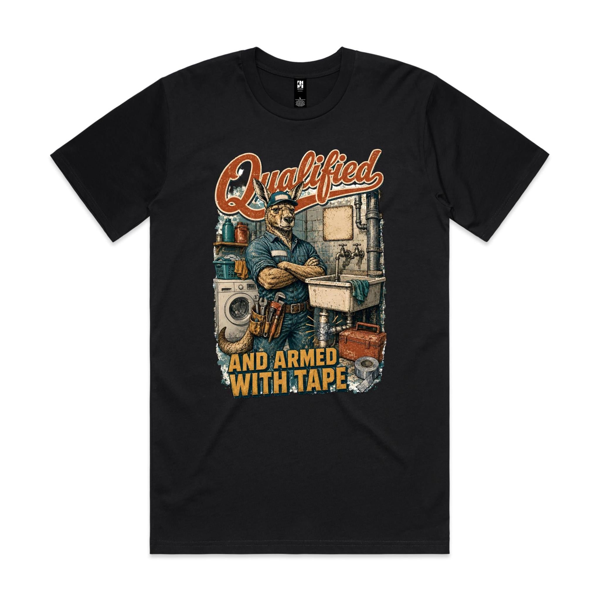 Qualified and Armed with Tape | Kangaroo Plumber Tee