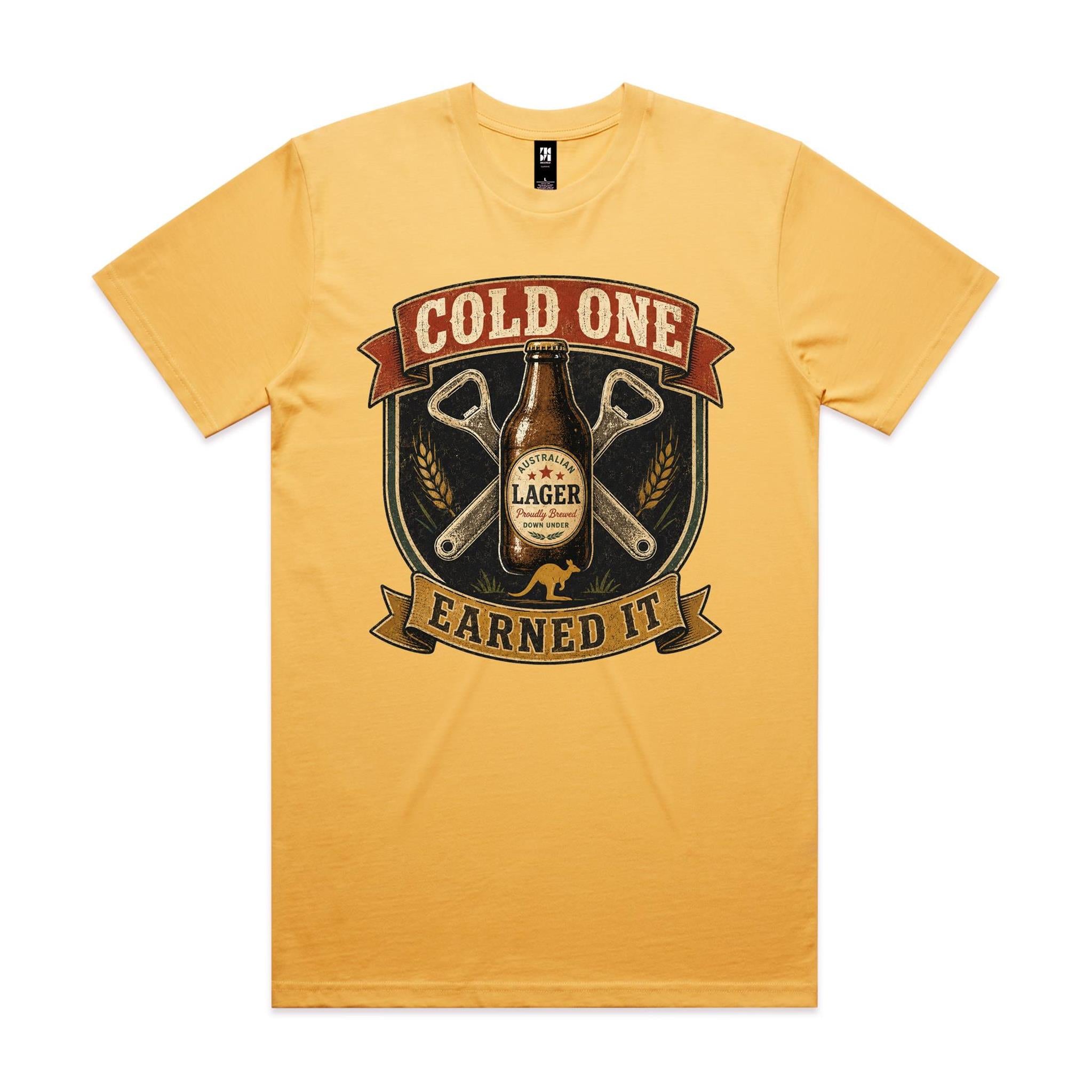 Cold One, Earned It — Aussie Lager Tee