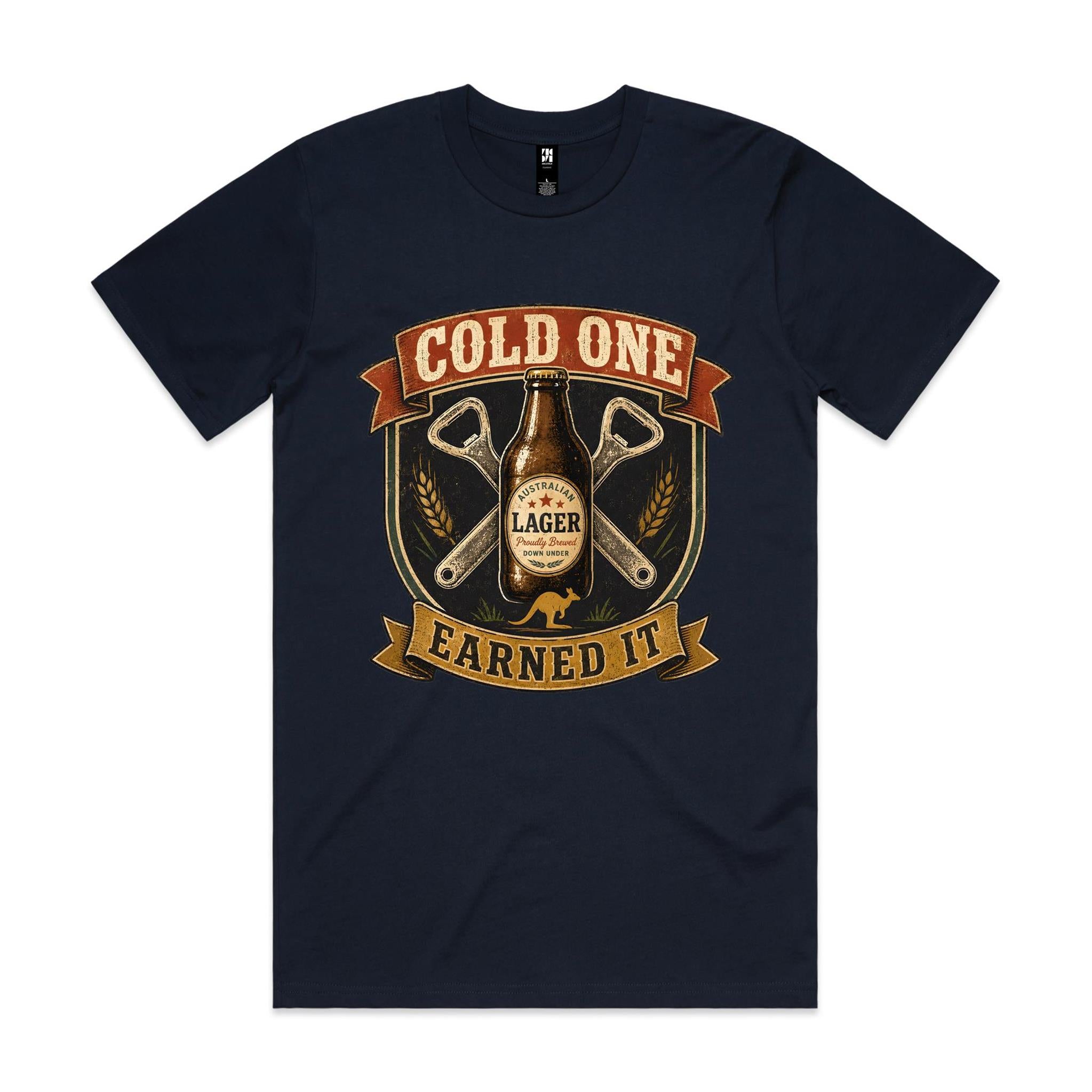 Cold One, Earned It — Aussie Lager Tee