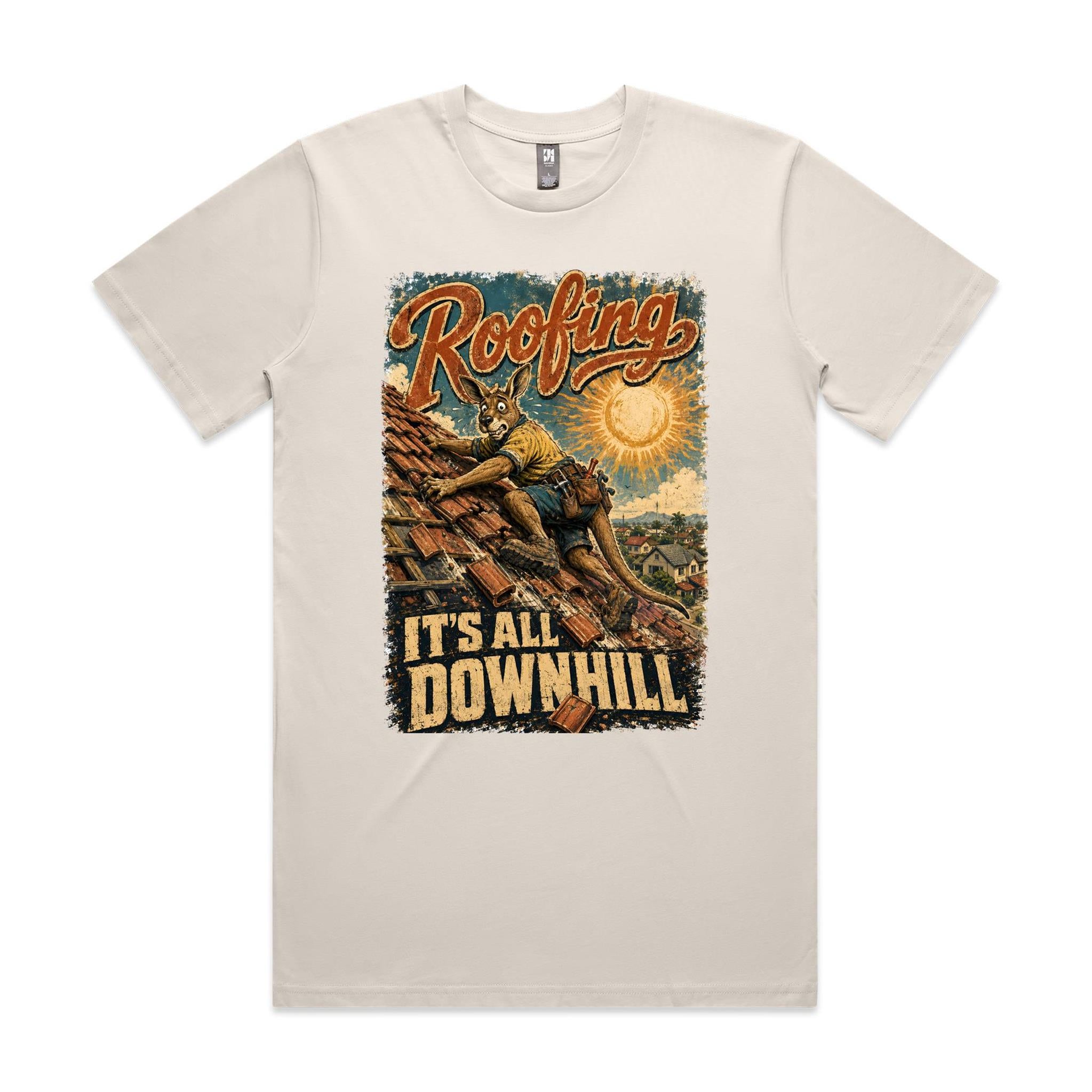 Roofing — It's All Downhill | Kangaroo Roofer Tee