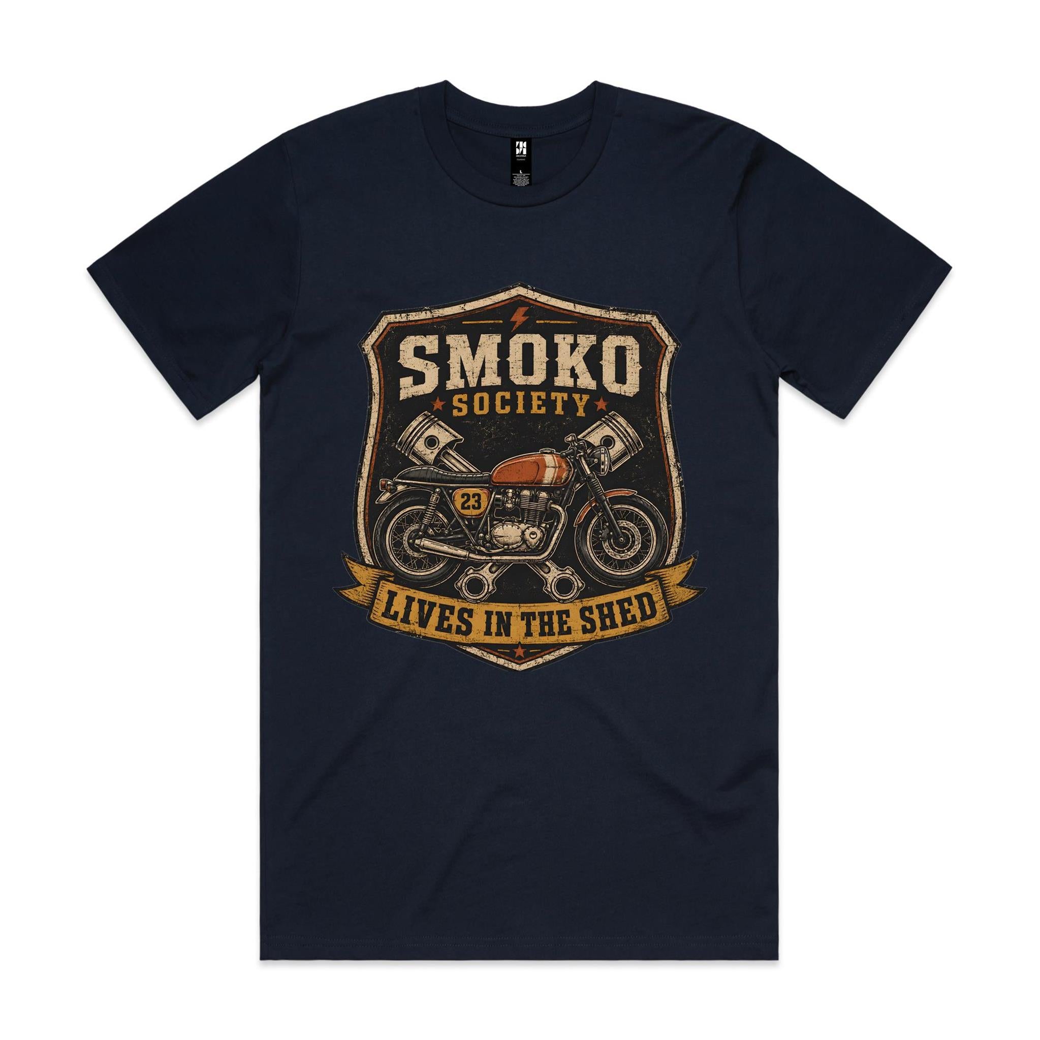 Smoko Society — Lives in the Shed | Cafe Racer Tee