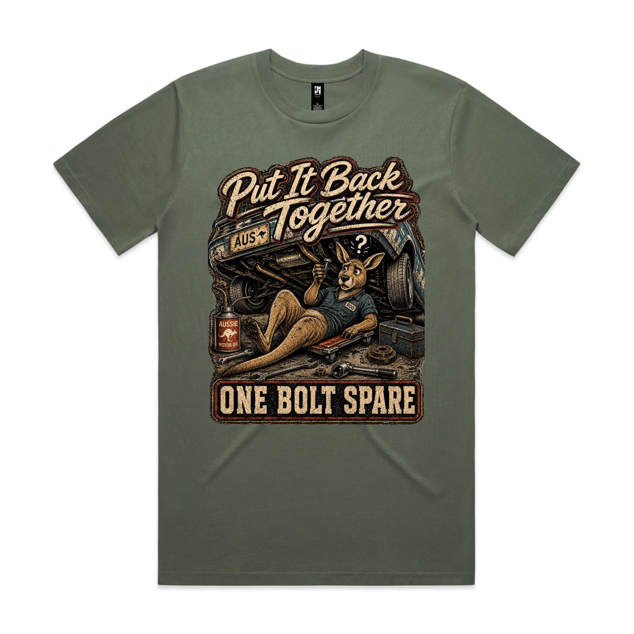Put It Back Together — One Bolt Spare | Kangaroo Mechanic Tee