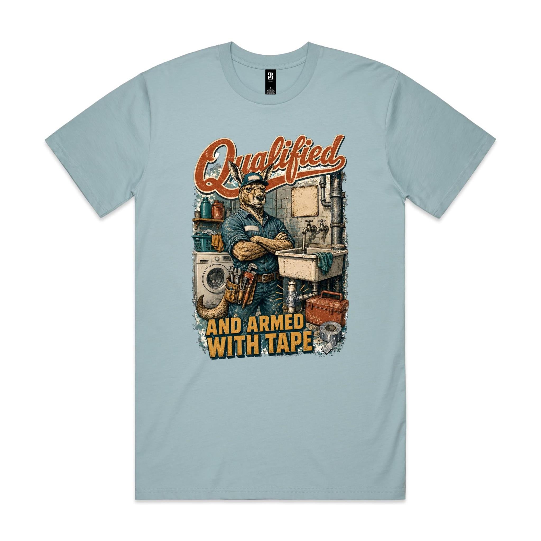 Qualified and Armed with Tape | Kangaroo Plumber Tee