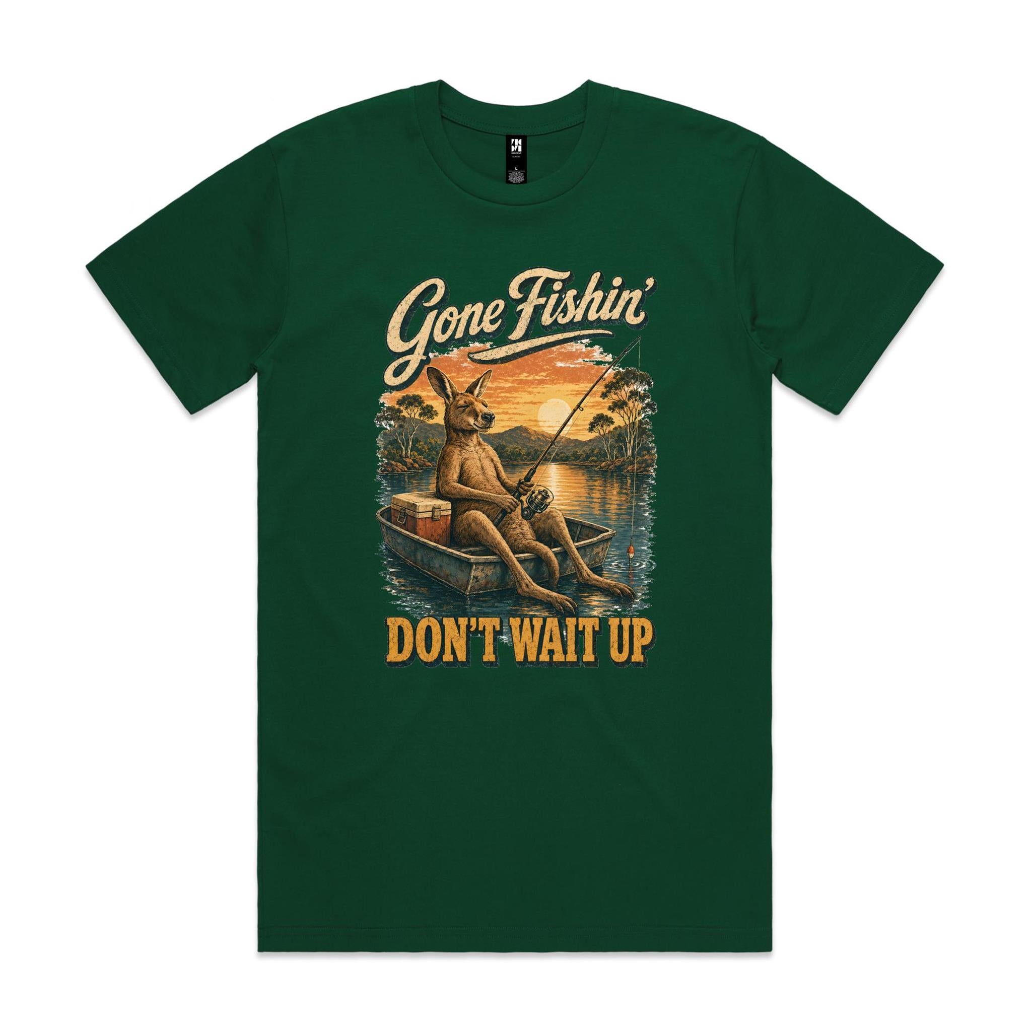 Gone Fishin' Don't Wait Up — Kangaroo Boat Tee
