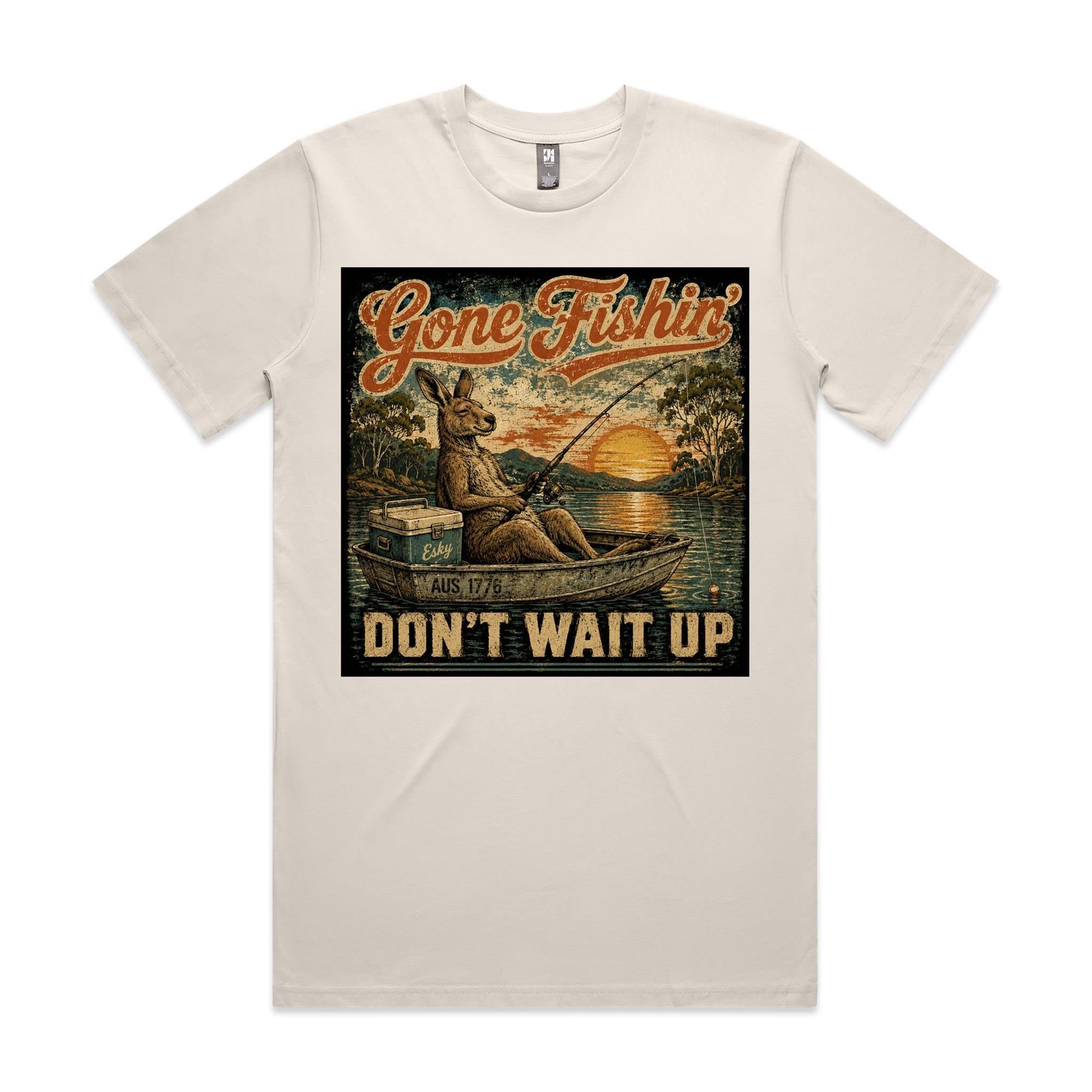 Gone Fishin' Don't Wait Up — Kangaroo Boat Tee