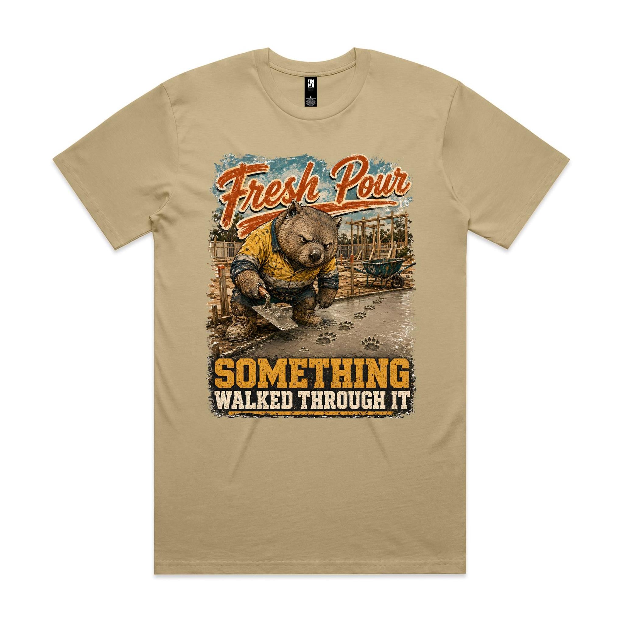 Fresh Pour — Something Walked Through It | Wombat Concreter Tee