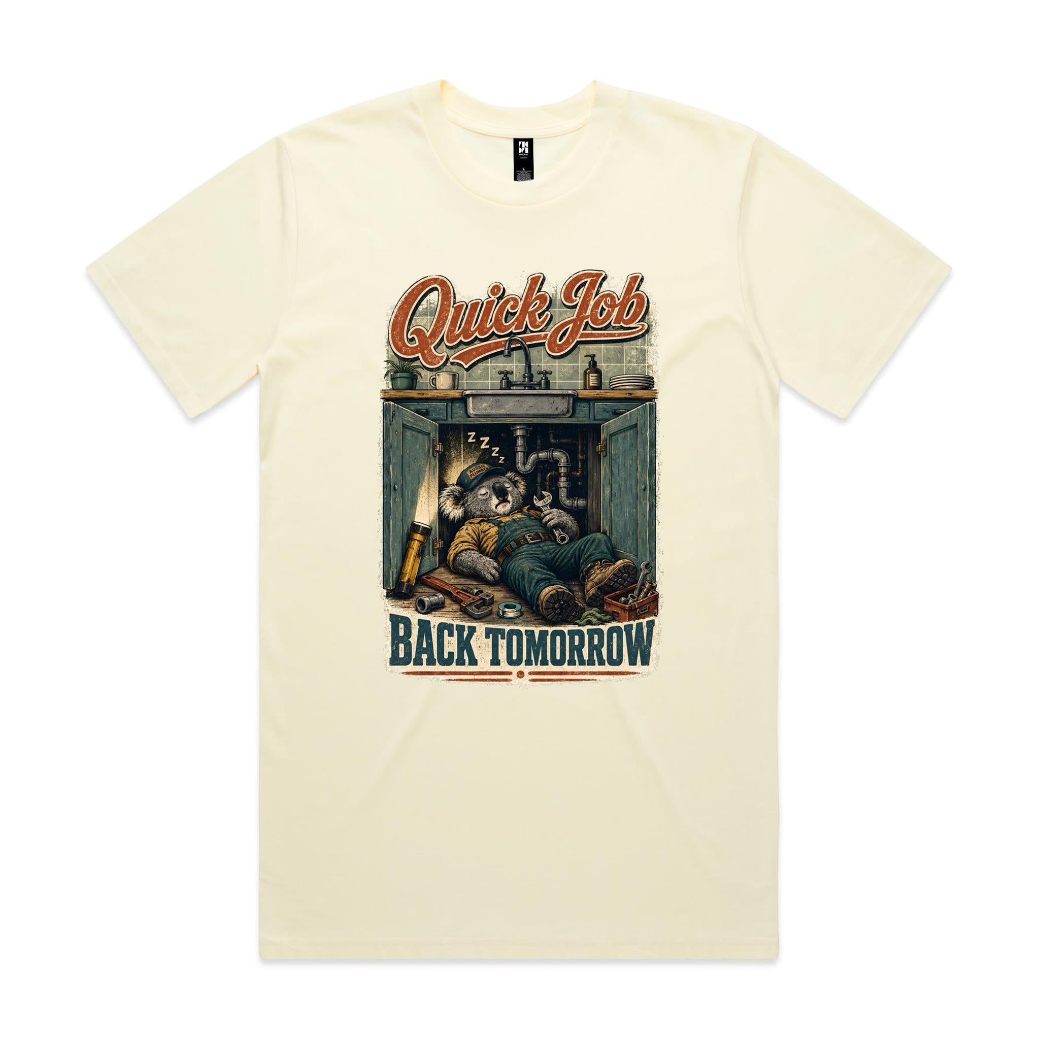 Quick Job — Back Tomorrow | Koala Plumber Tee