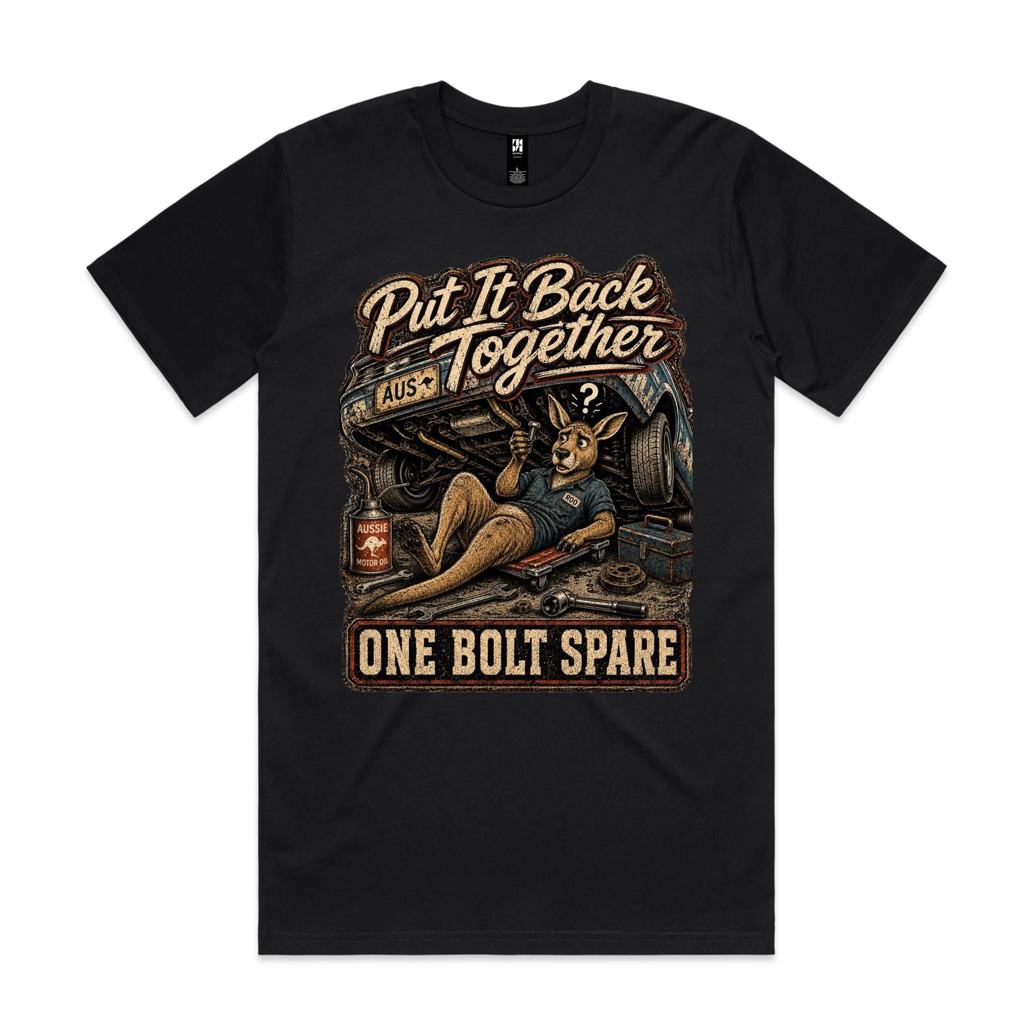 Put It Back Together — One Bolt Spare | Kangaroo Mechanic Tee