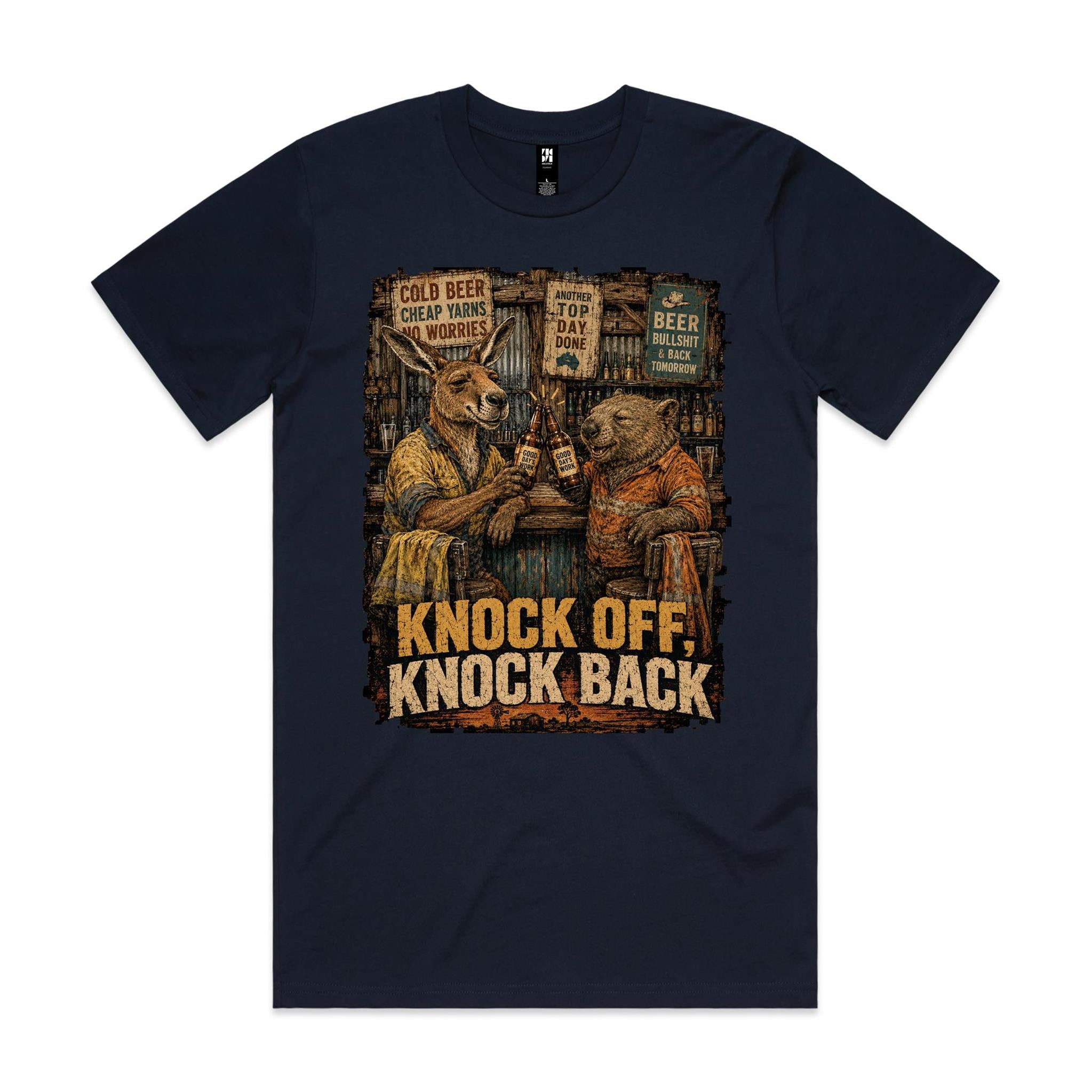 Knock Off, Knock Back — Kangaroo & Wombat Pub Tee