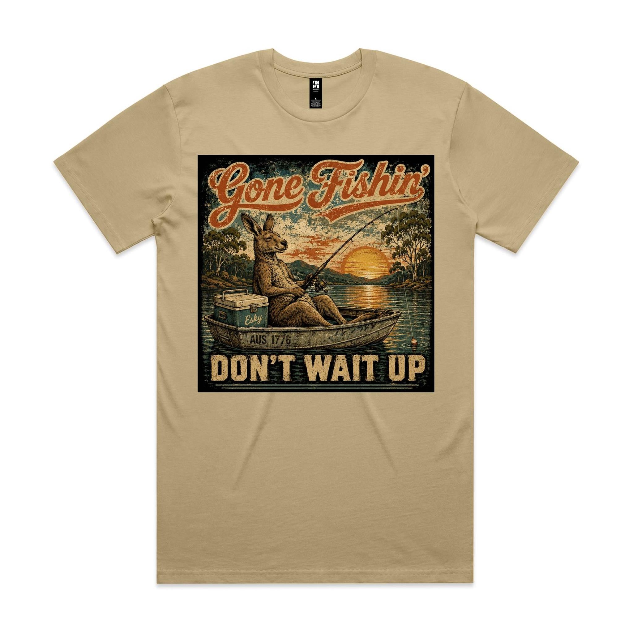 Gone Fishin' Don't Wait Up — Kangaroo Boat Tee