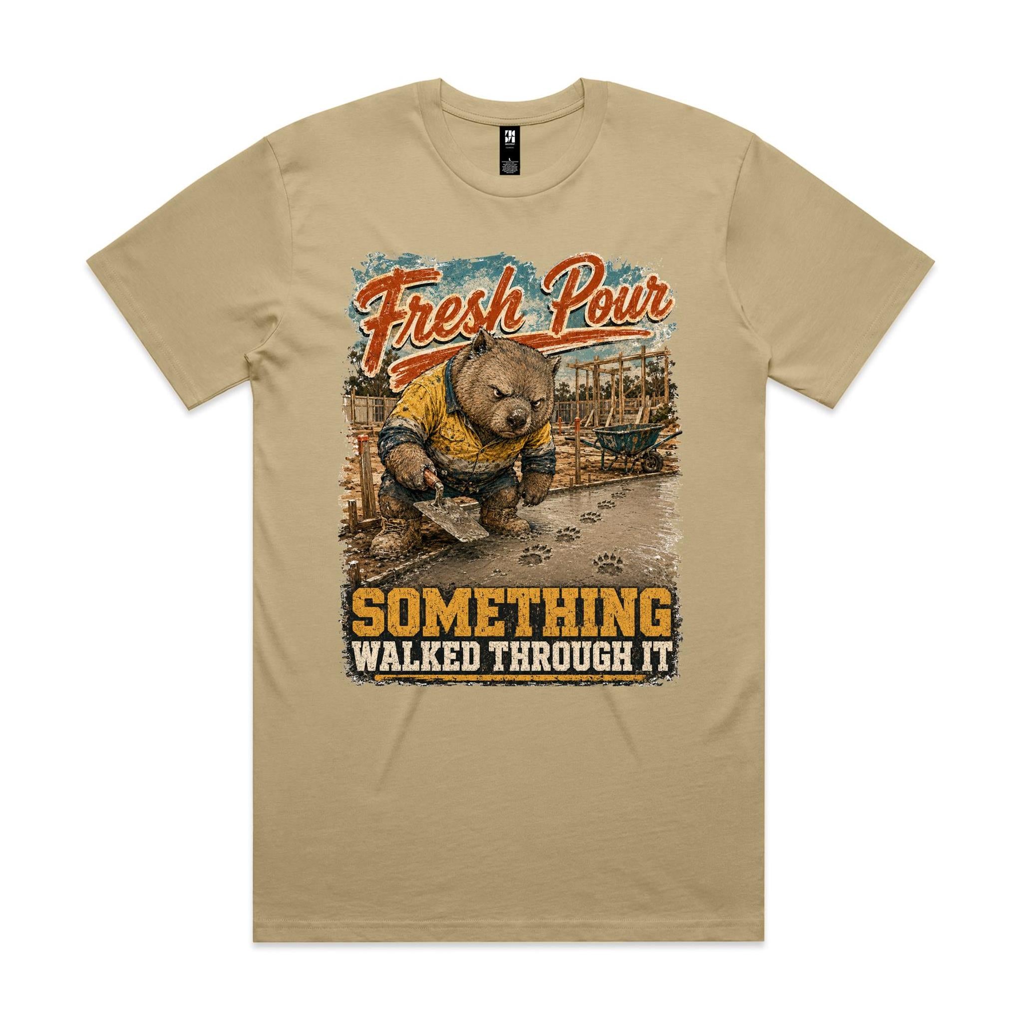 Fresh Pour — Something Walked Through It | Wombat Concreter Tee