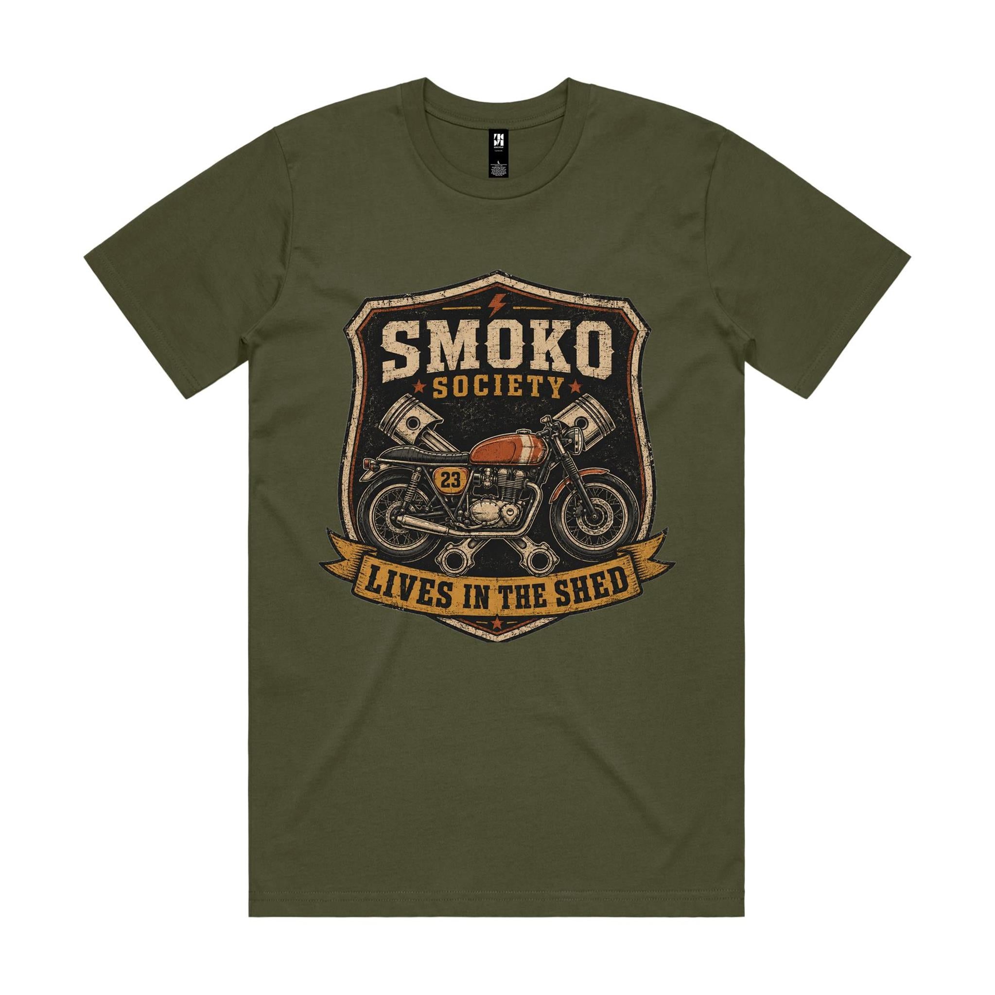 Smoko Society — Lives in the Shed | Cafe Racer Tee