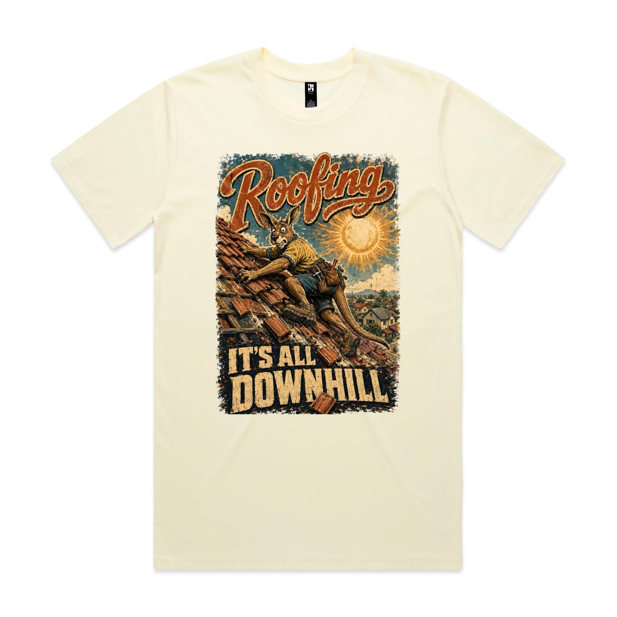 Roofing — It's All Downhill | Kangaroo Roofer Tee