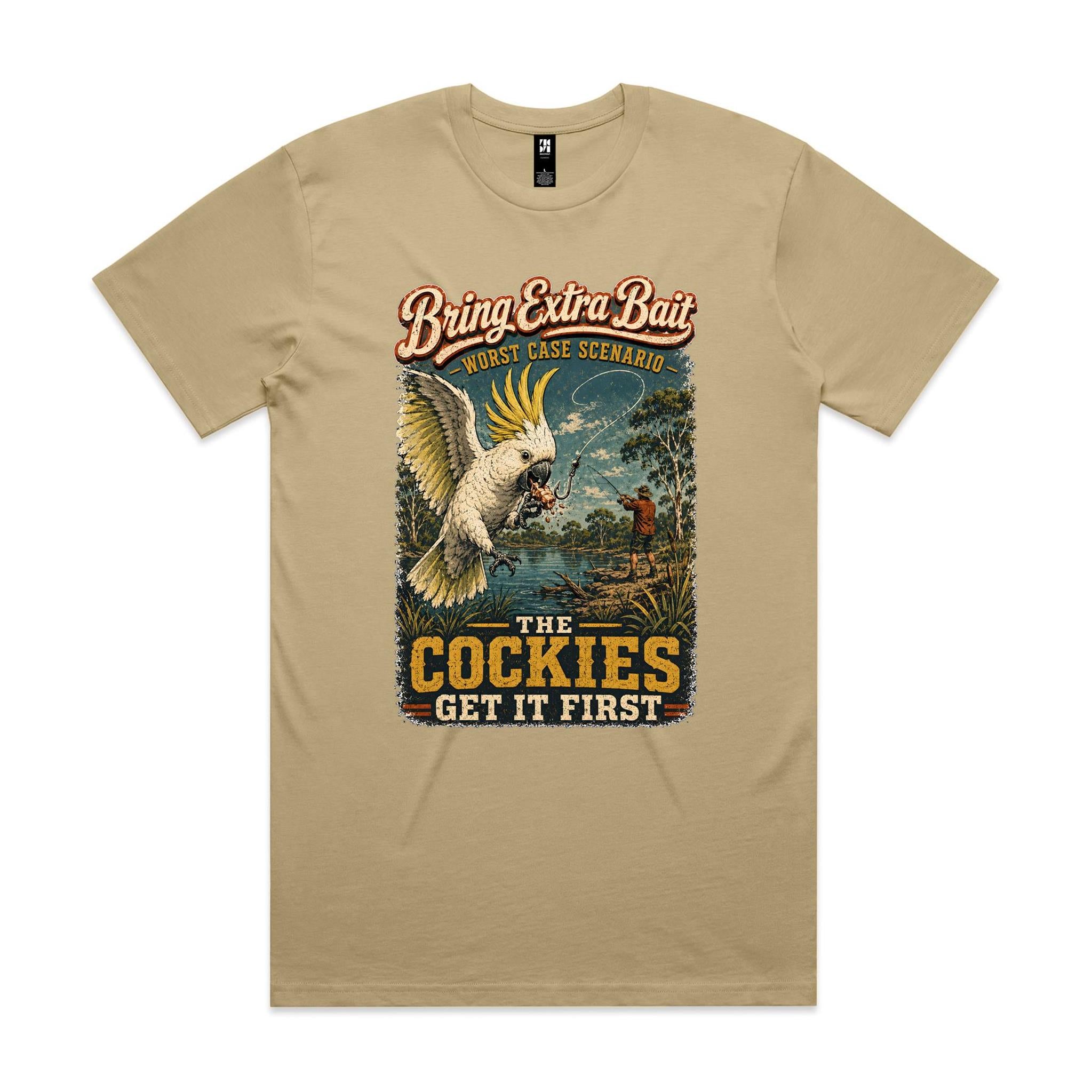 Bring Extra Bait — The Cockies Get It First | Cockatoo Fishing Tee