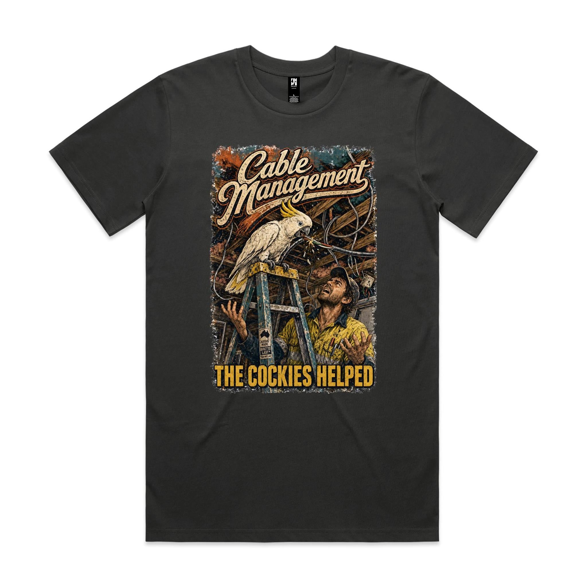 Cable Management — The Cockies Helped | Cockatoo Sparky Tee