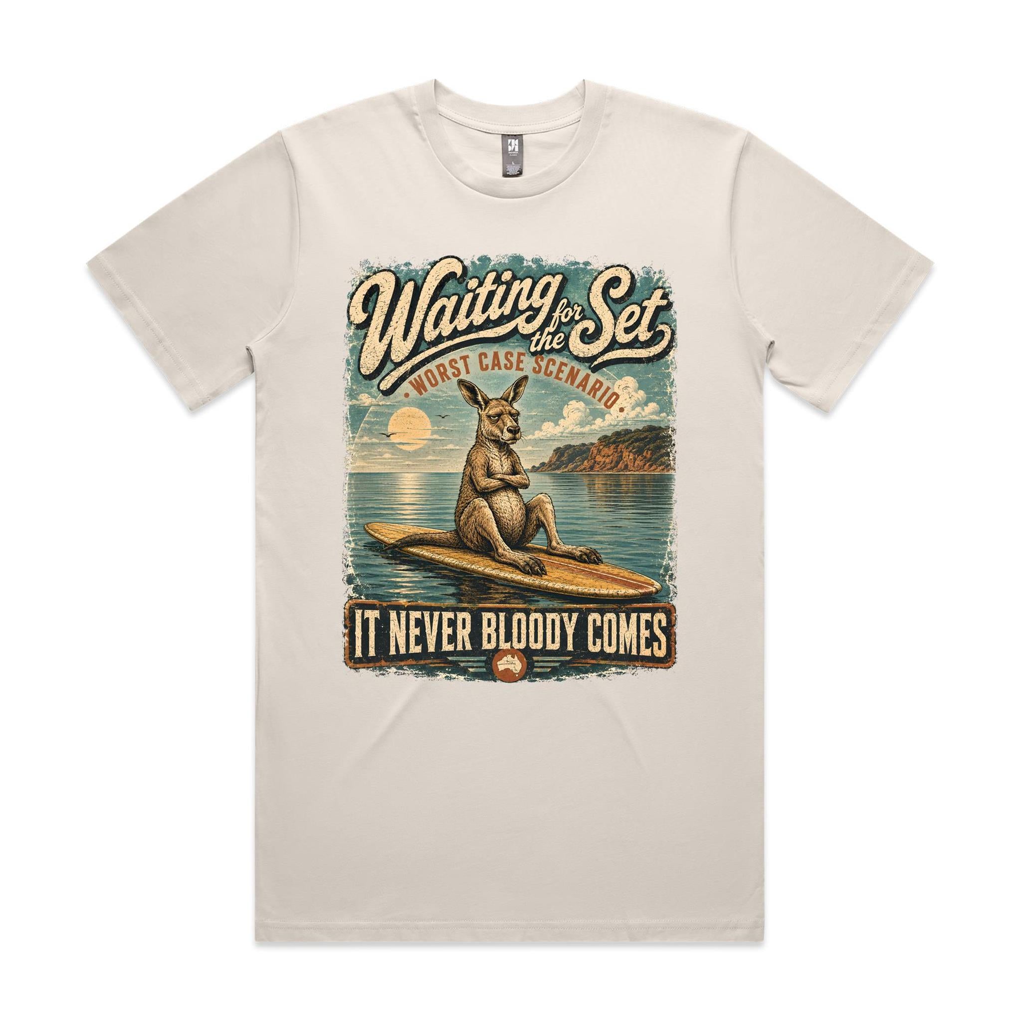 Waiting for the Set — It Never Bloody Comes | Kangaroo Surf Tee