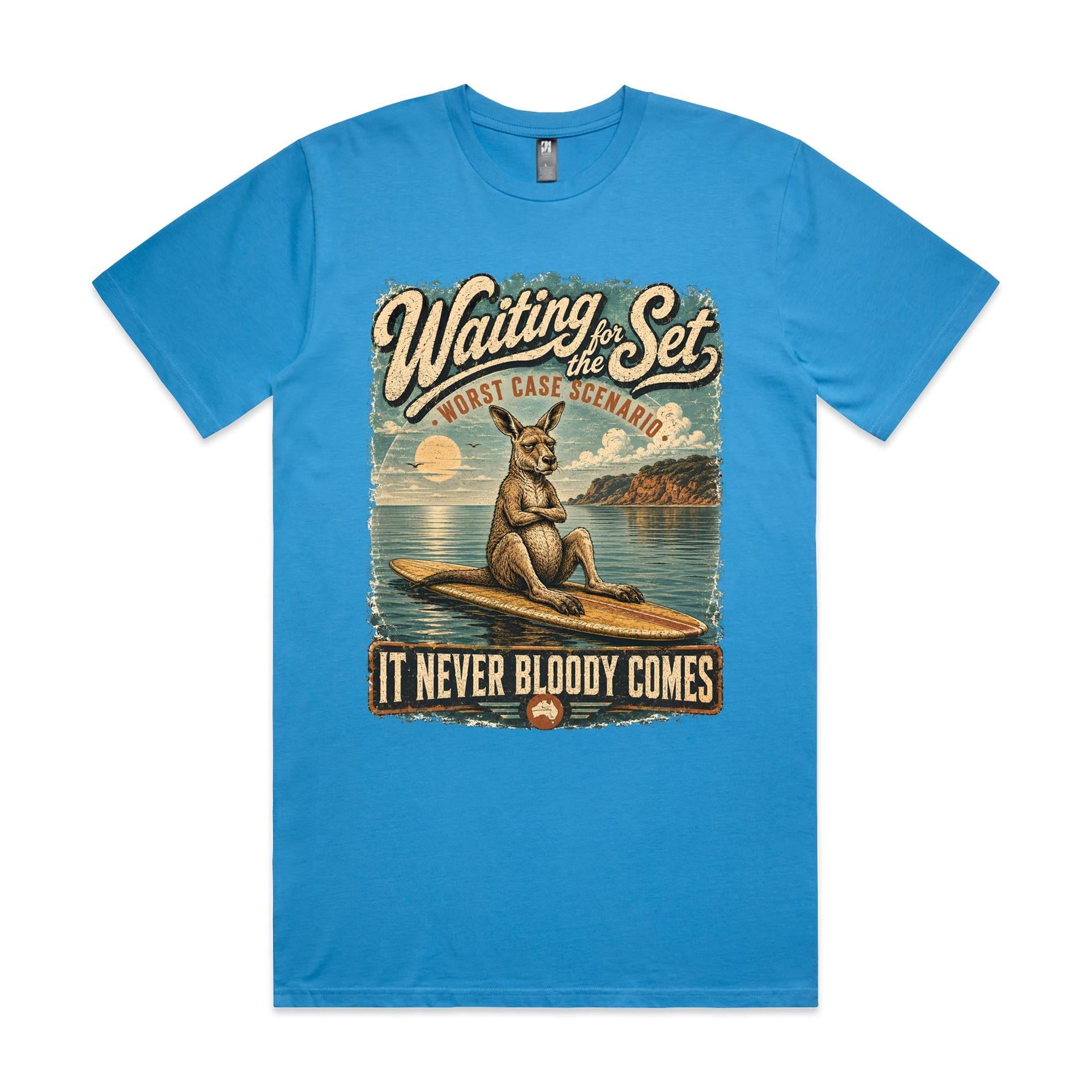 Waiting for the Set — It Never Bloody Comes | Kangaroo Surf Tee