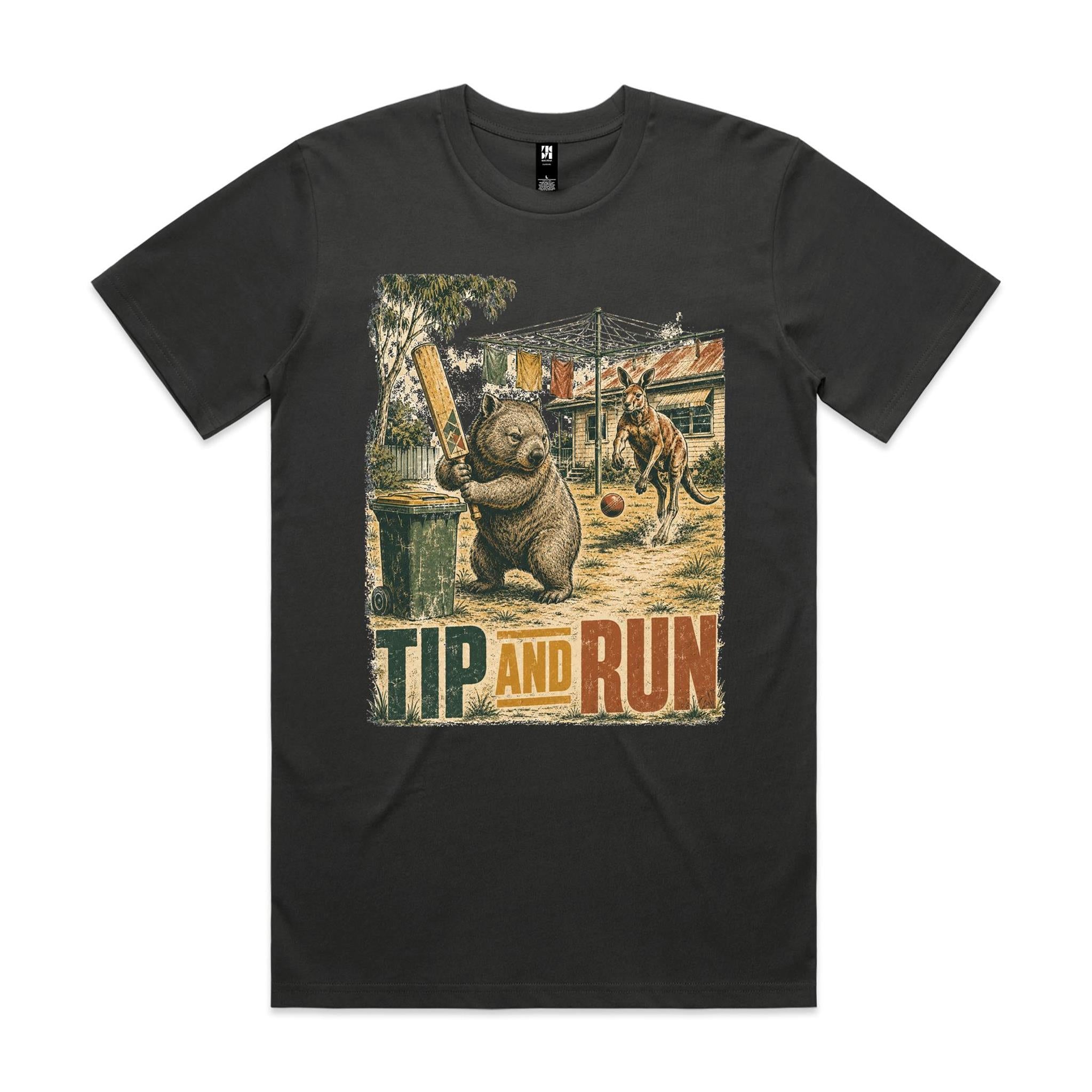 Tip and Run — Wombat Backyard Cricket Tee