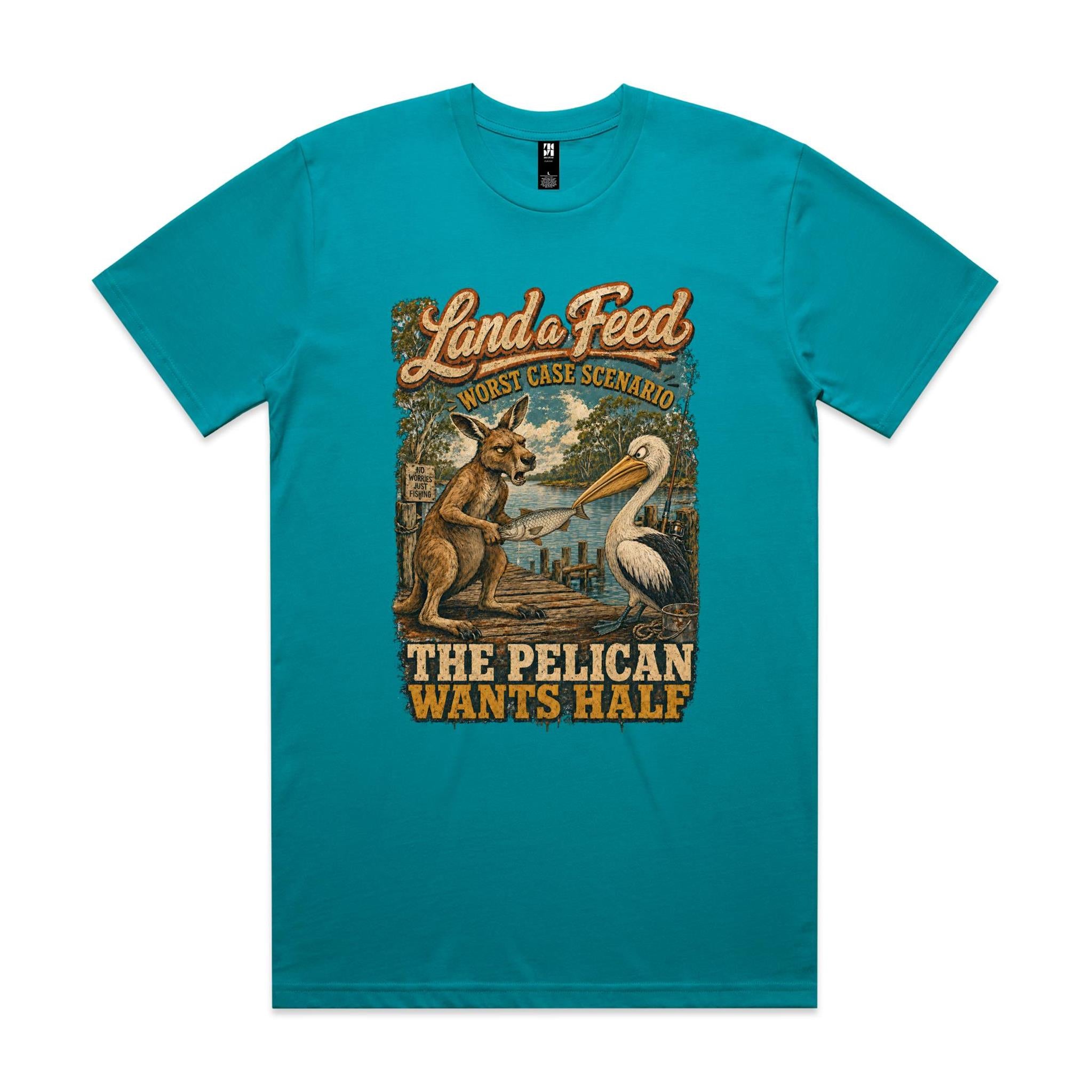 Land a Feed — The Pelican Wants Half | Kangaroo Fishing Tee