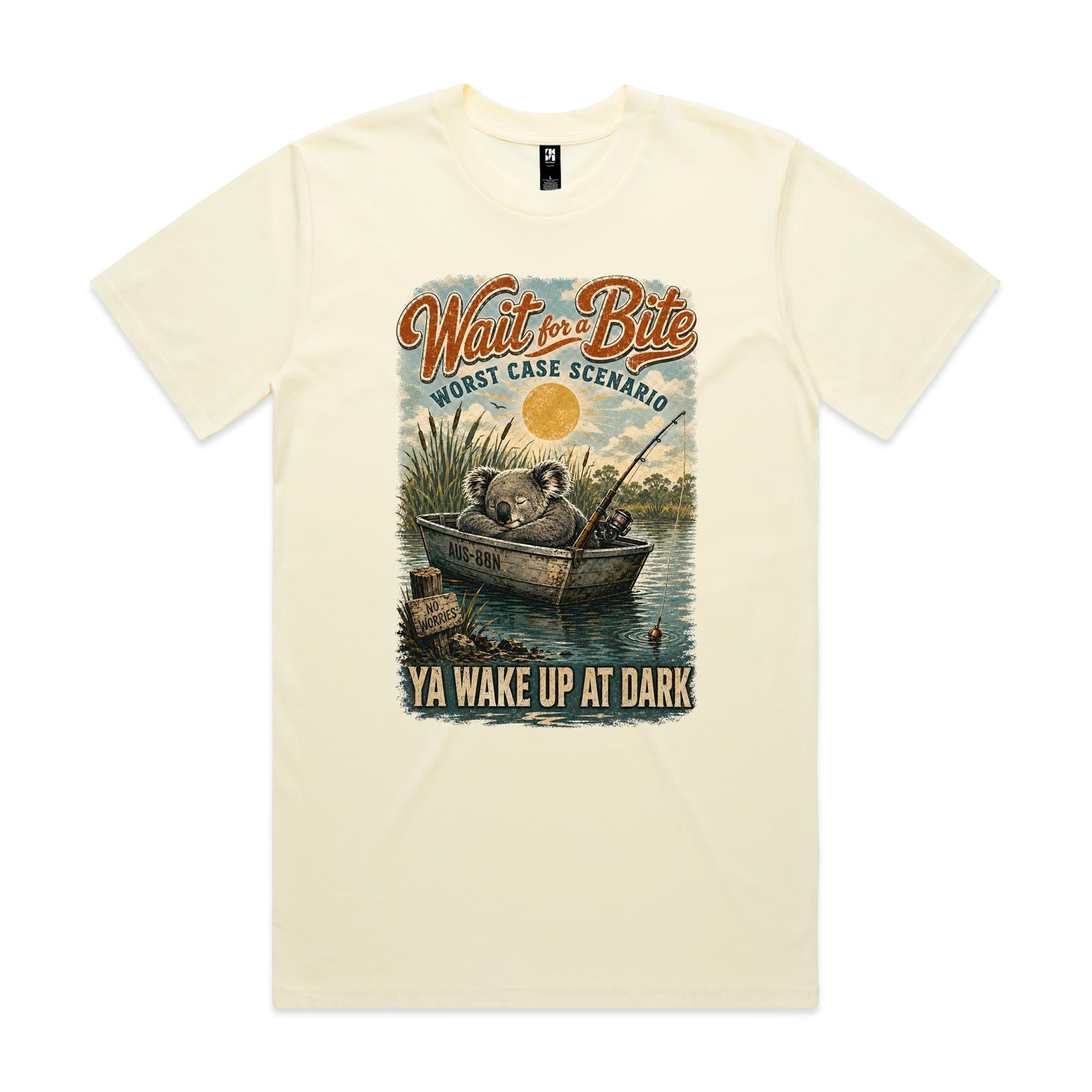 Wait for a Bite — Ya Wake Up at Dark | Koala Fishing Tee