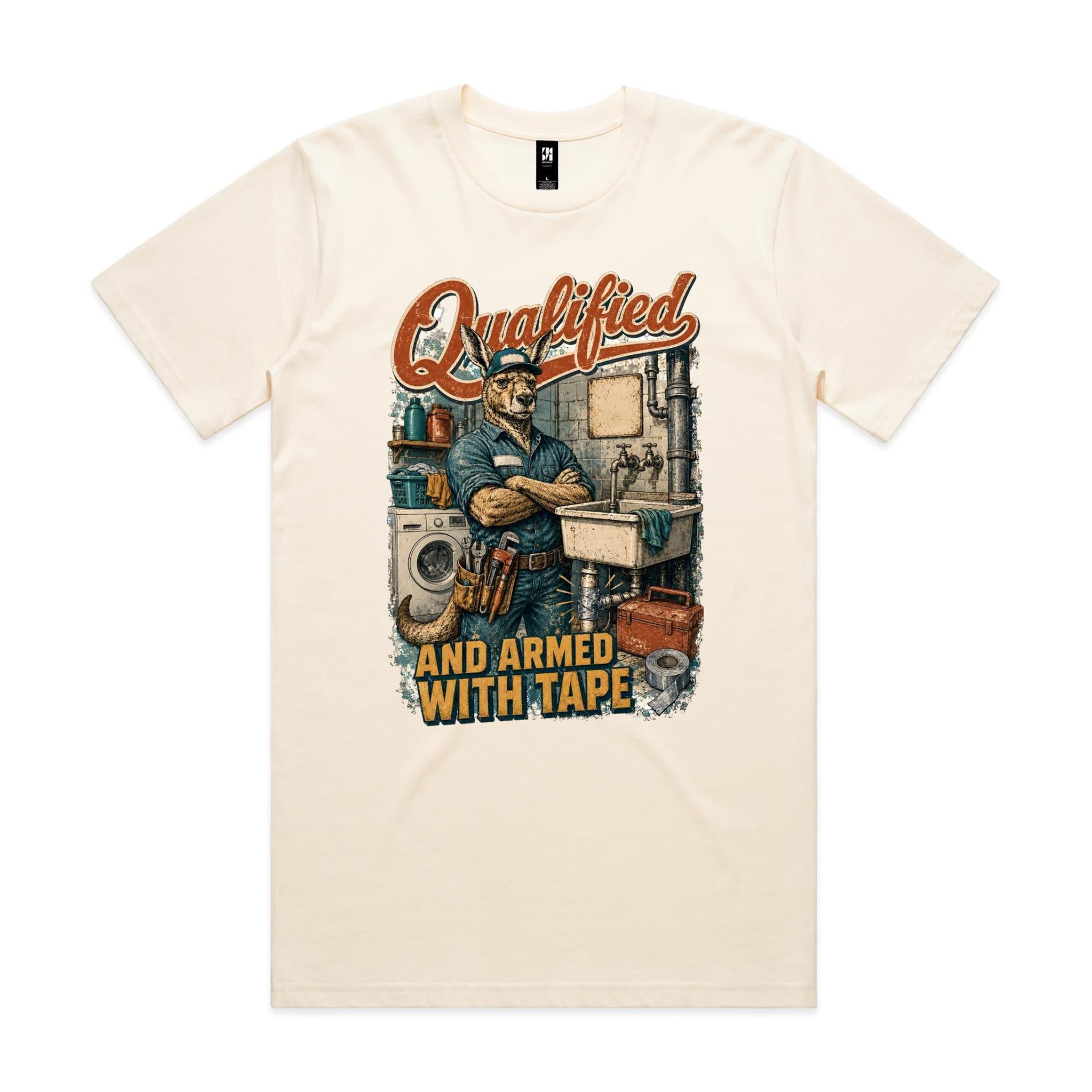 Qualified and Armed with Tape | Kangaroo Plumber Tee