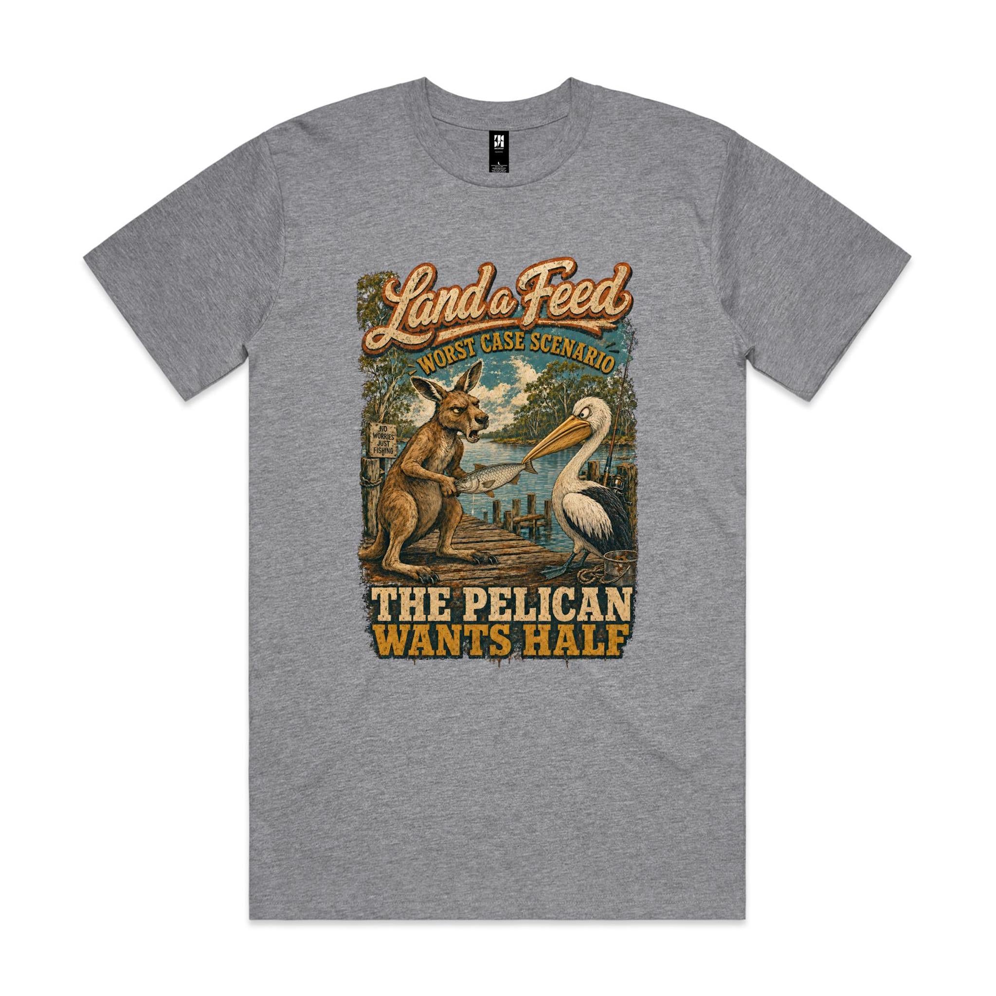 Land a Feed — The Pelican Wants Half | Kangaroo Fishing Tee