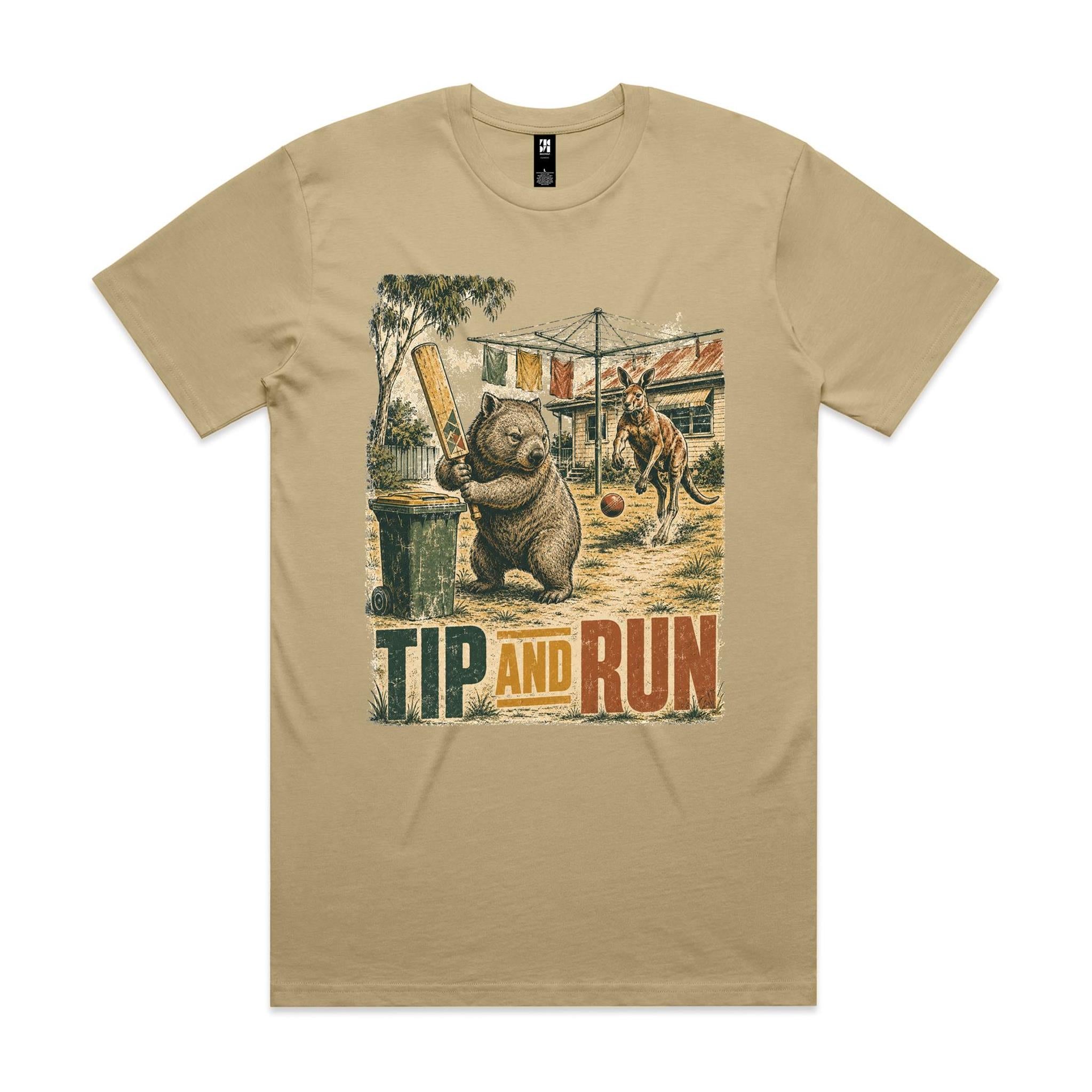 Tip and Run — Wombat Backyard Cricket Tee