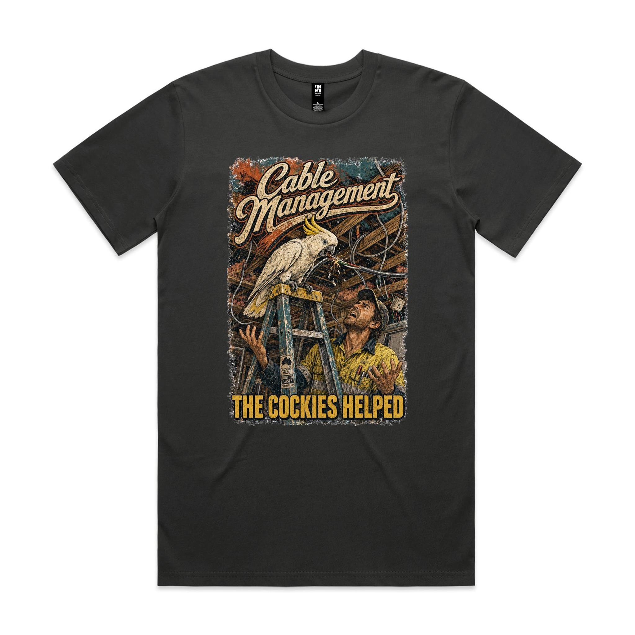 Cable Management — The Cockies Helped | Cockatoo Sparky Tee