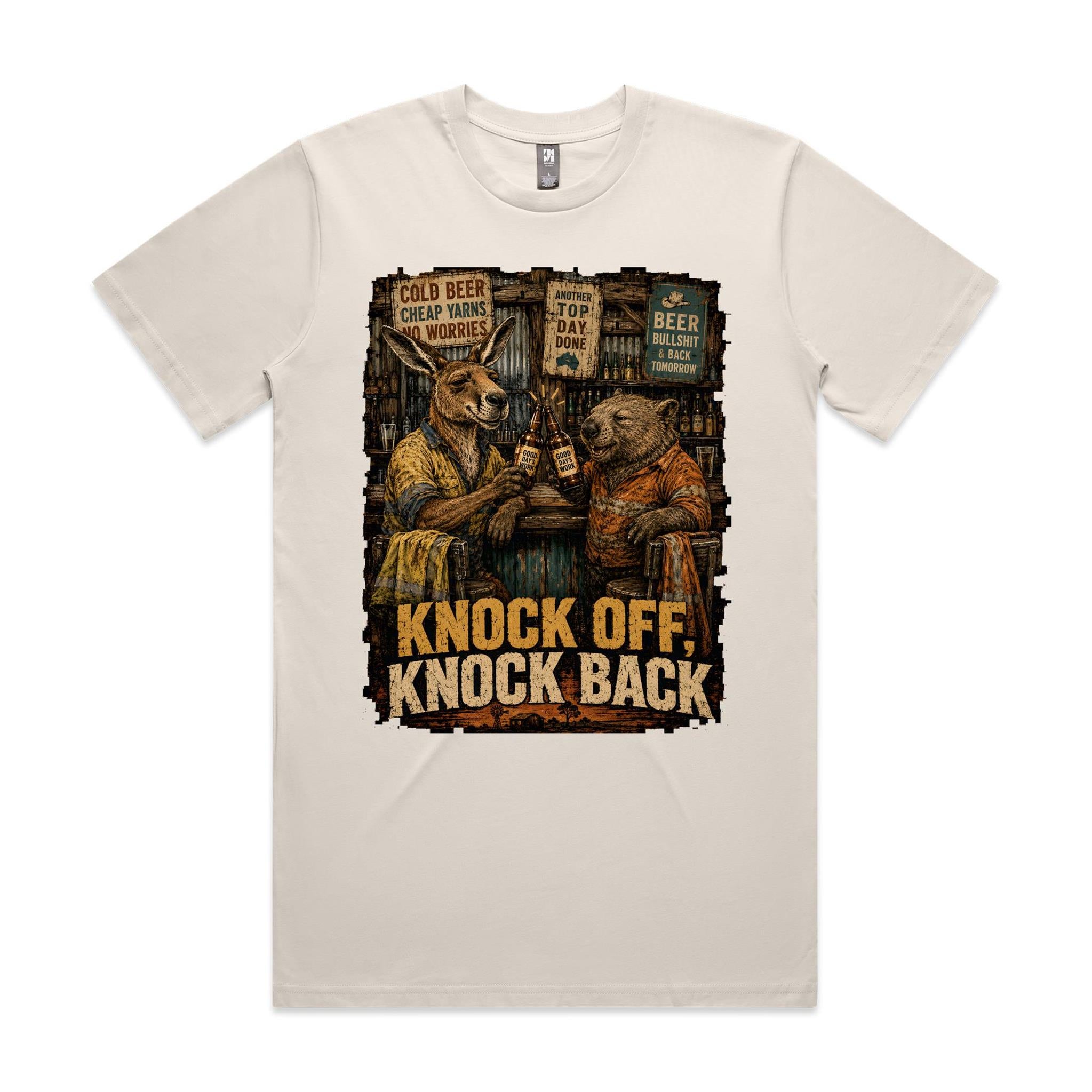 Knock Off, Knock Back — Kangaroo & Wombat Pub Tee