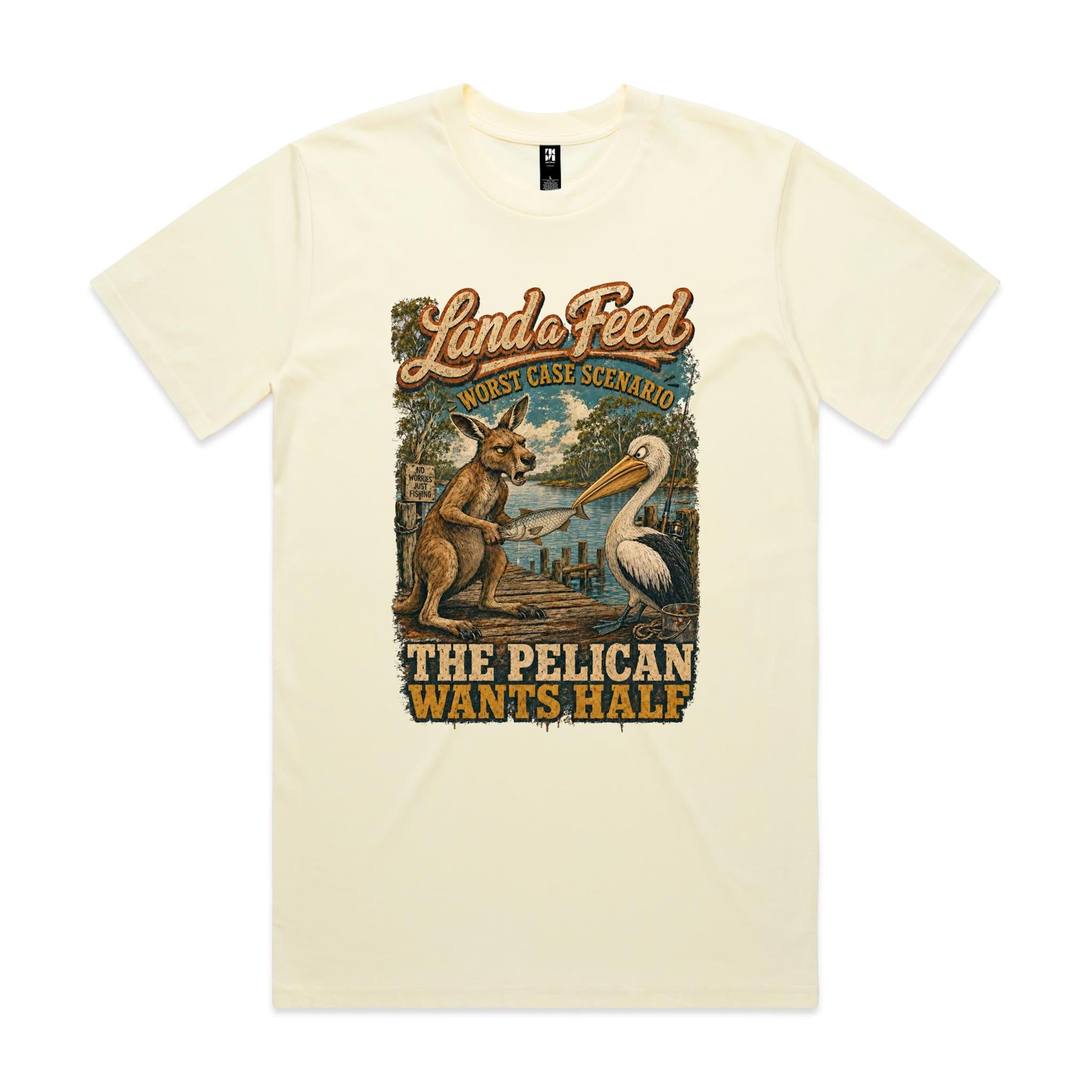 Land a Feed — The Pelican Wants Half | Kangaroo Fishing Tee