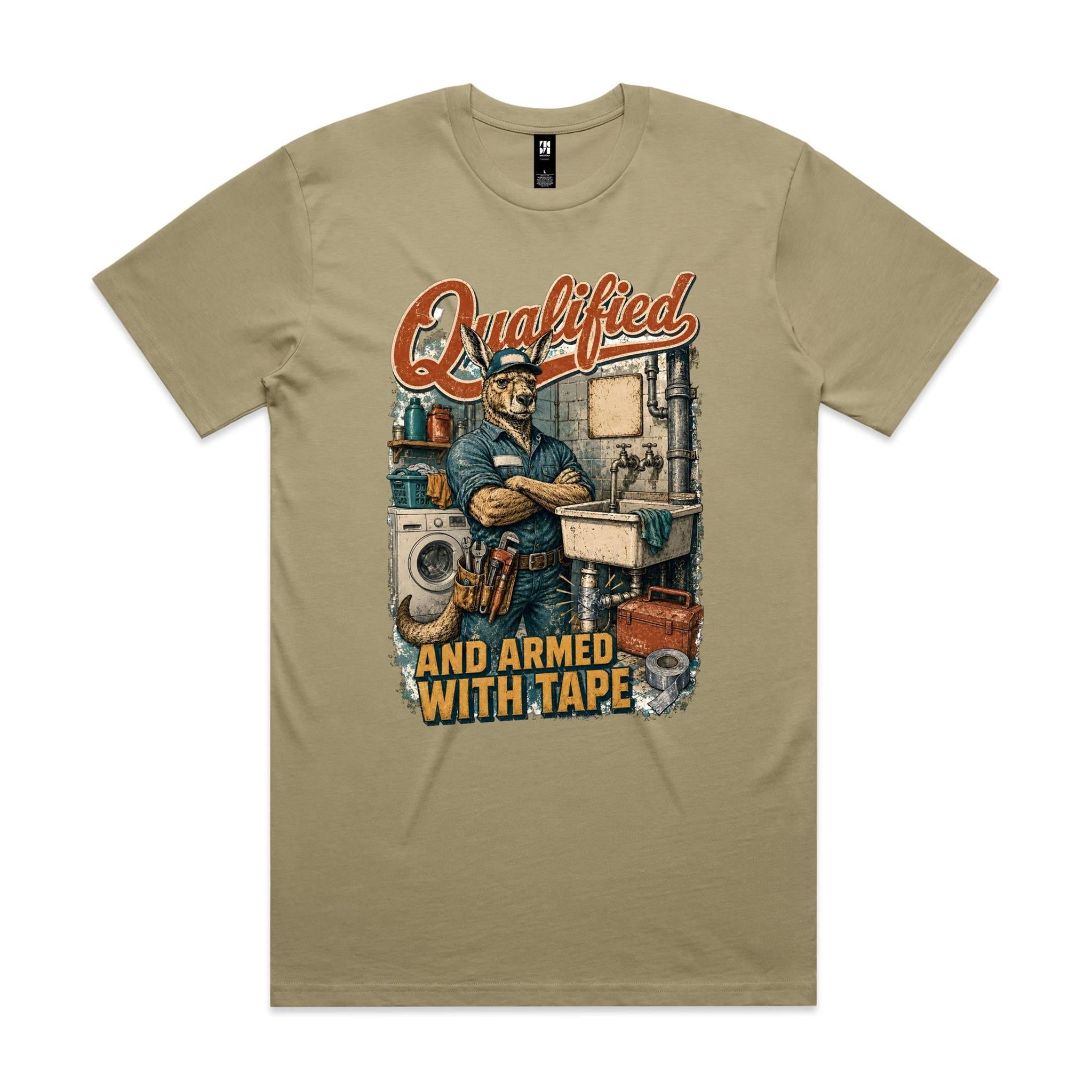 Qualified and Armed with Tape | Kangaroo Plumber Tee