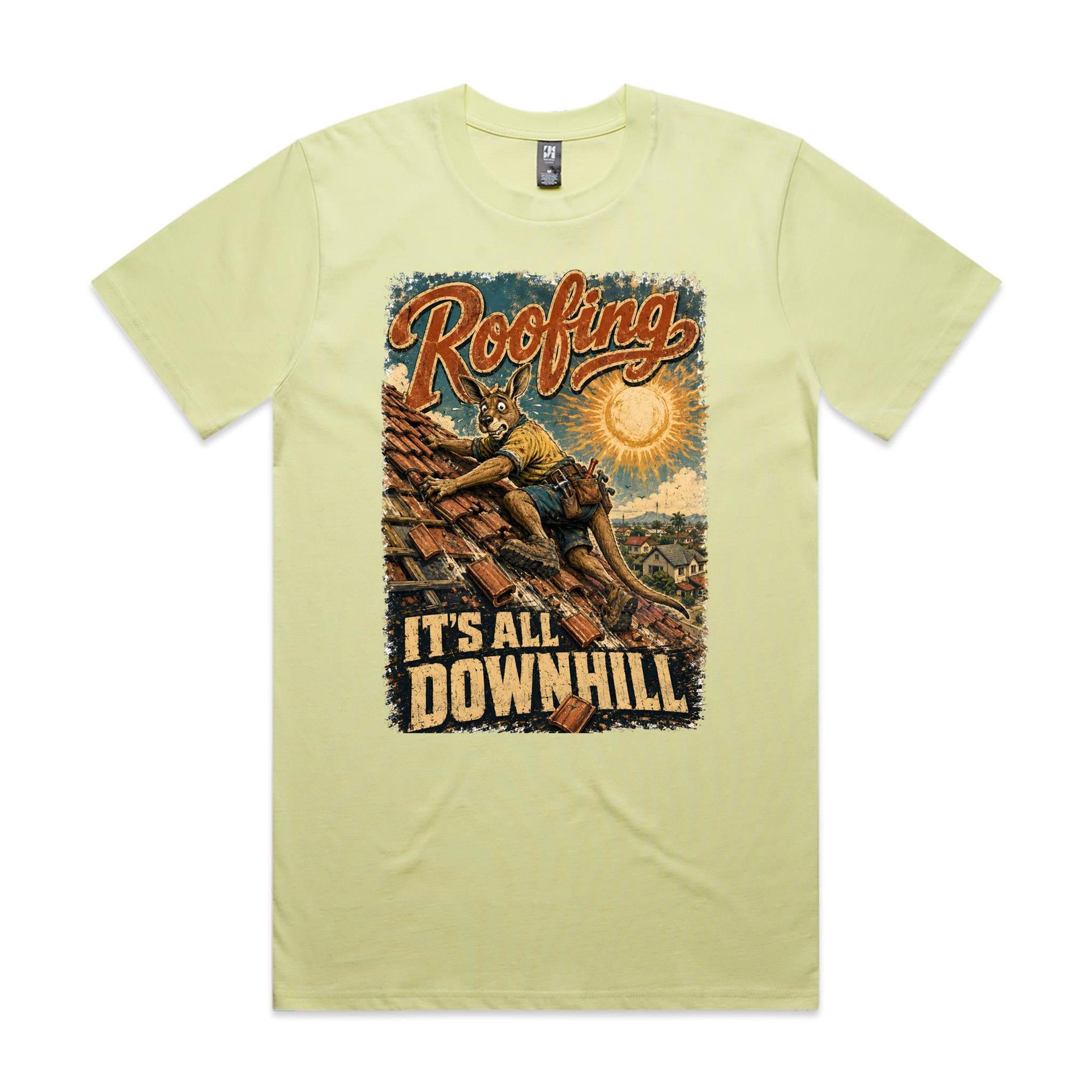 Roofing — It's All Downhill | Kangaroo Roofer Tee