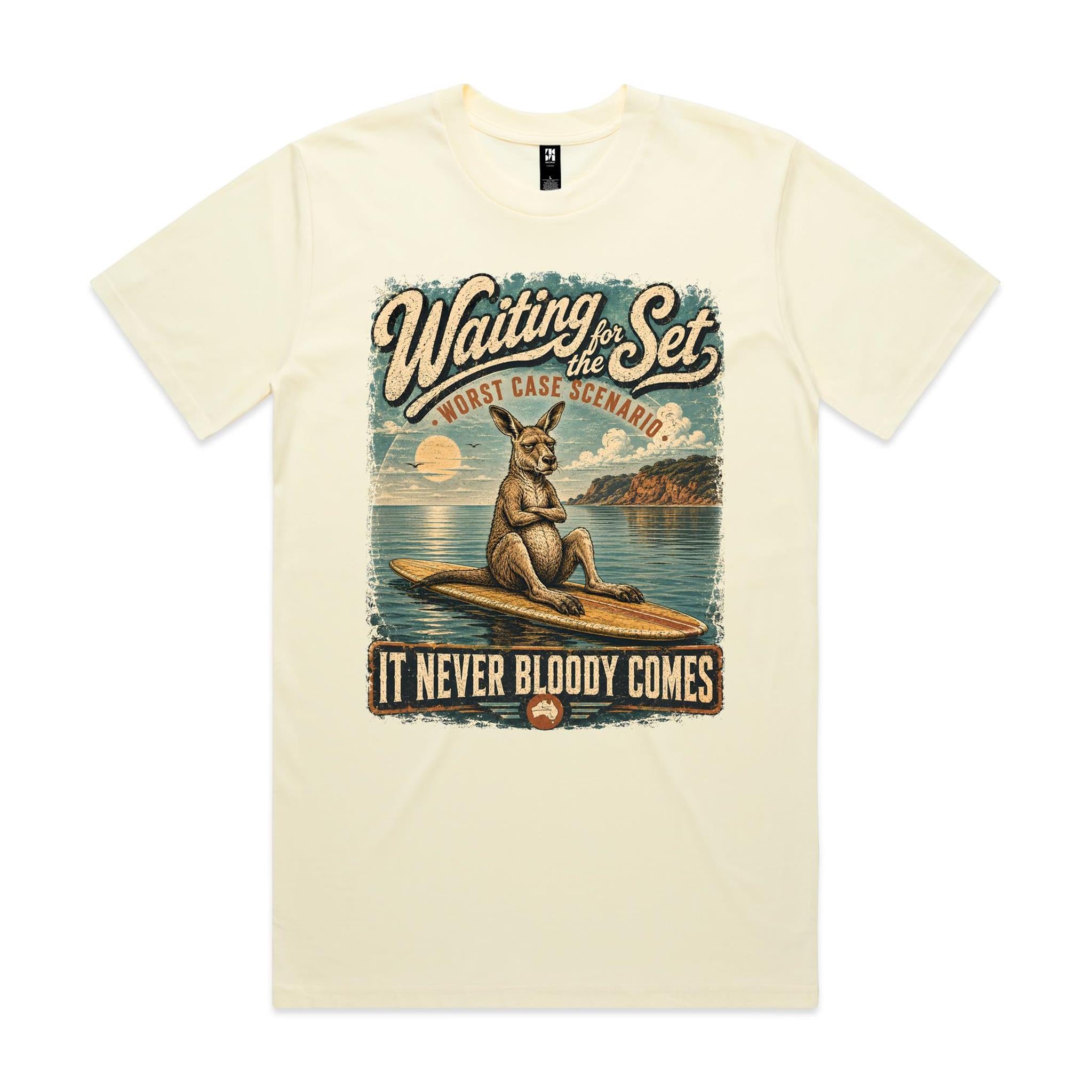 Waiting for the Set — It Never Bloody Comes | Kangaroo Surf Tee