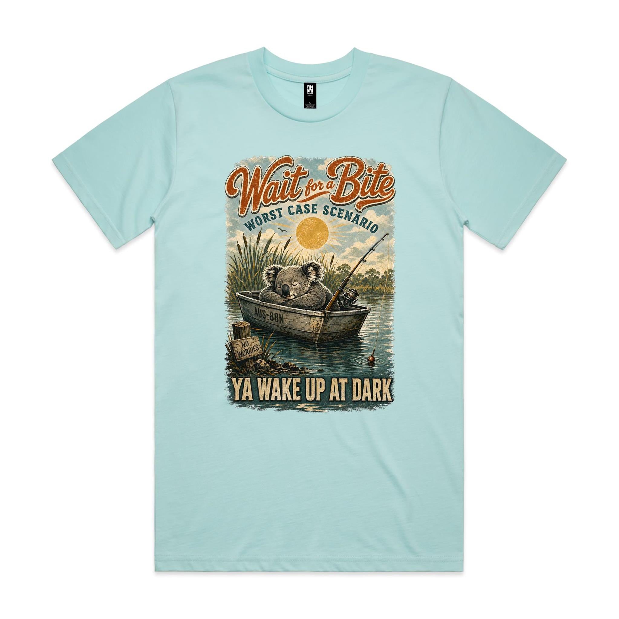 Wait for a Bite — Ya Wake Up at Dark | Koala Fishing Tee
