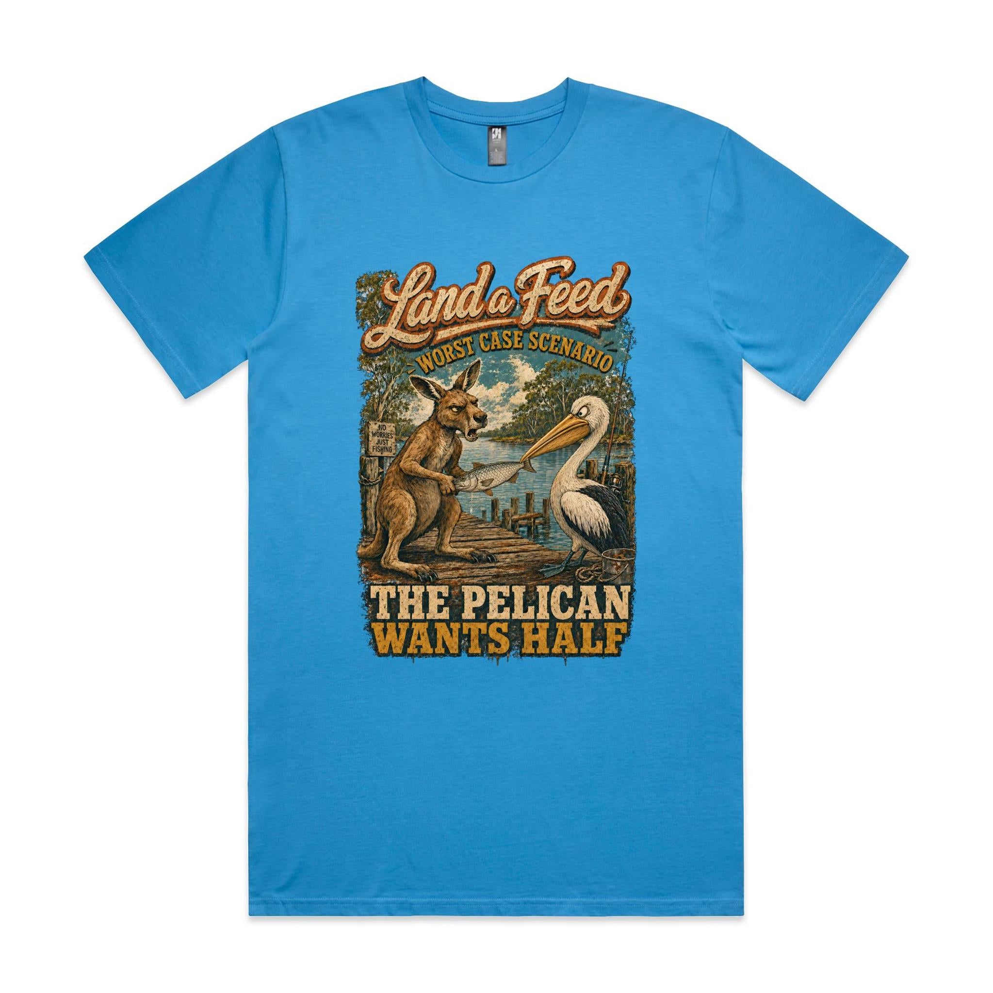 Land a Feed — The Pelican Wants Half | Kangaroo Fishing Tee