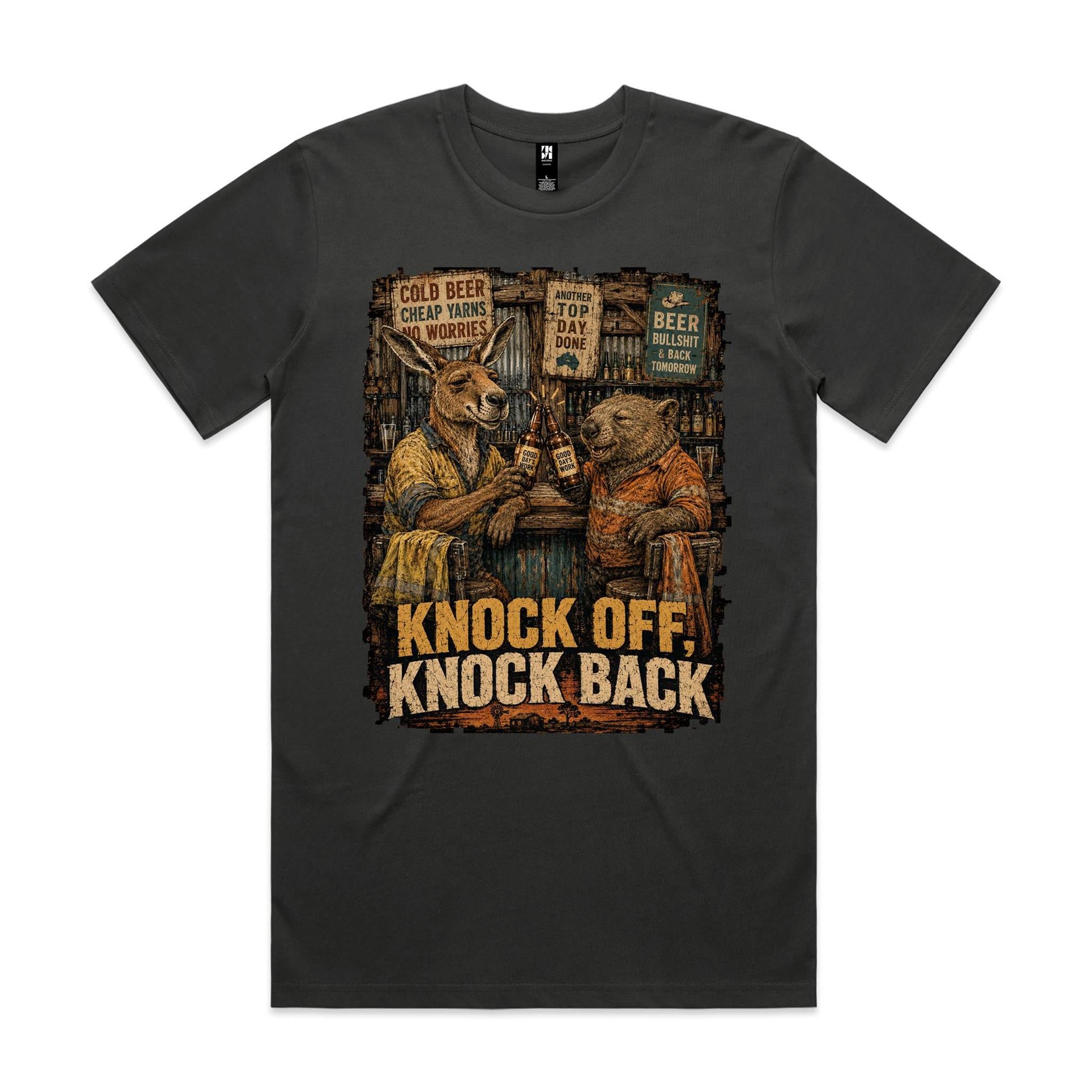 Knock Off, Knock Back — Kangaroo & Wombat Pub Tee