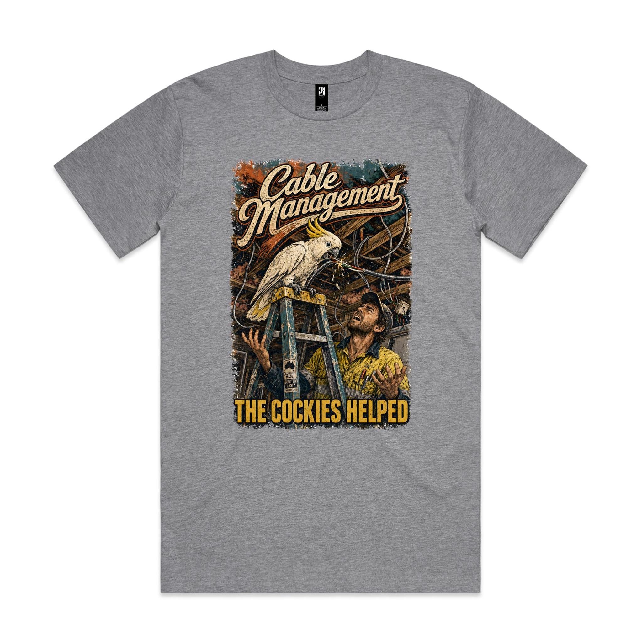 Cable Management — The Cockies Helped | Cockatoo Sparky Tee