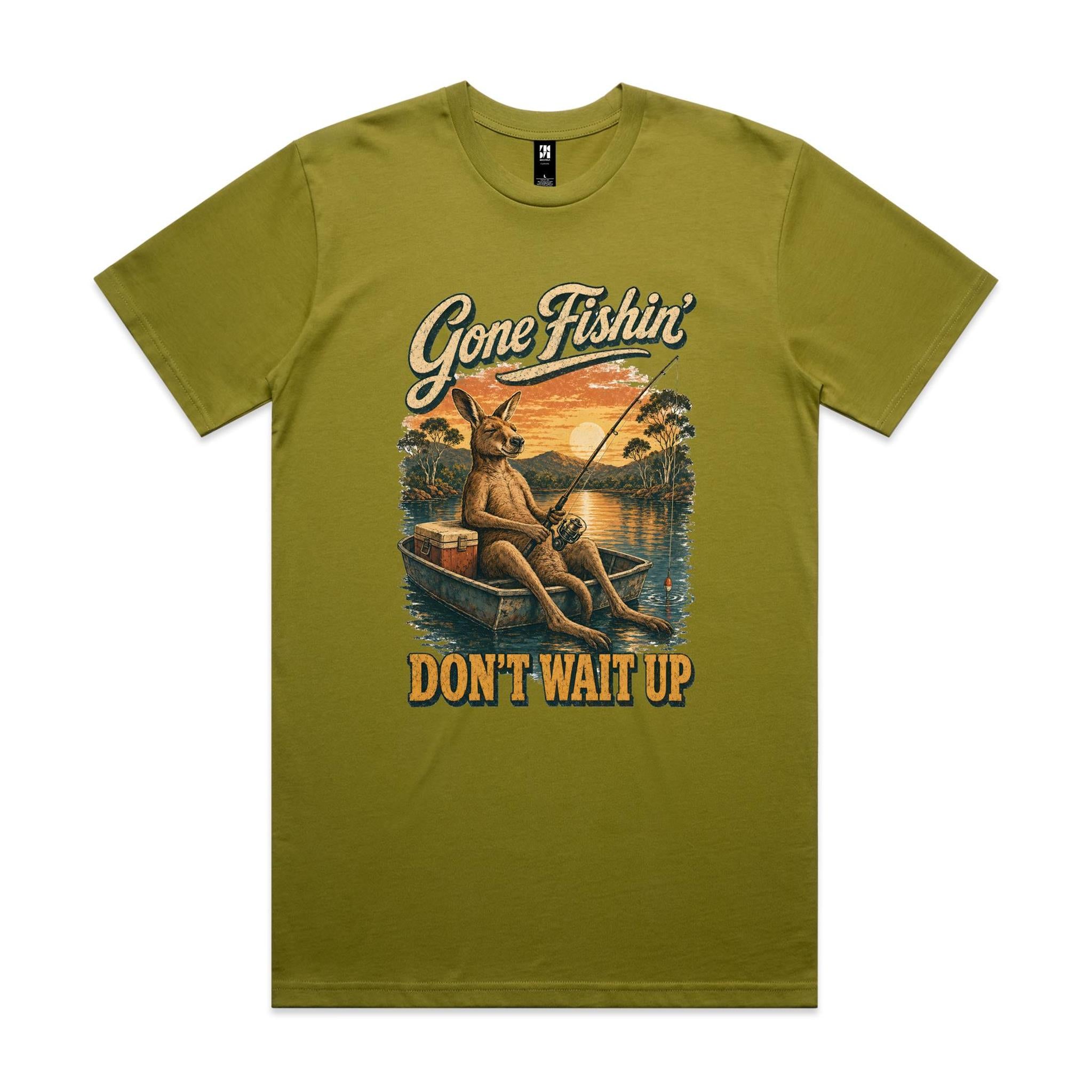 Gone Fishin' Don't Wait Up — Kangaroo Boat Tee