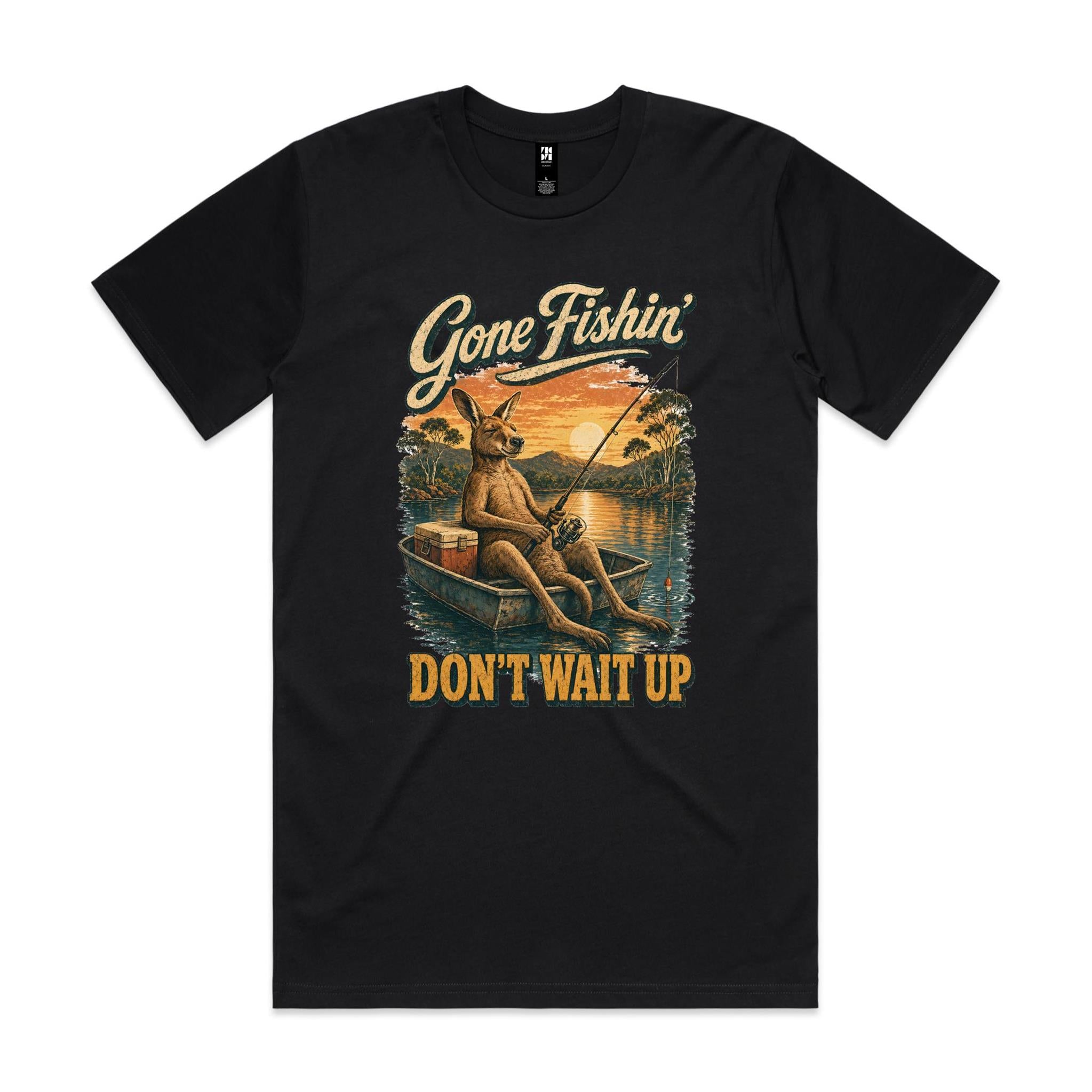 Gone Fishin' Don't Wait Up — Kangaroo Boat Tee