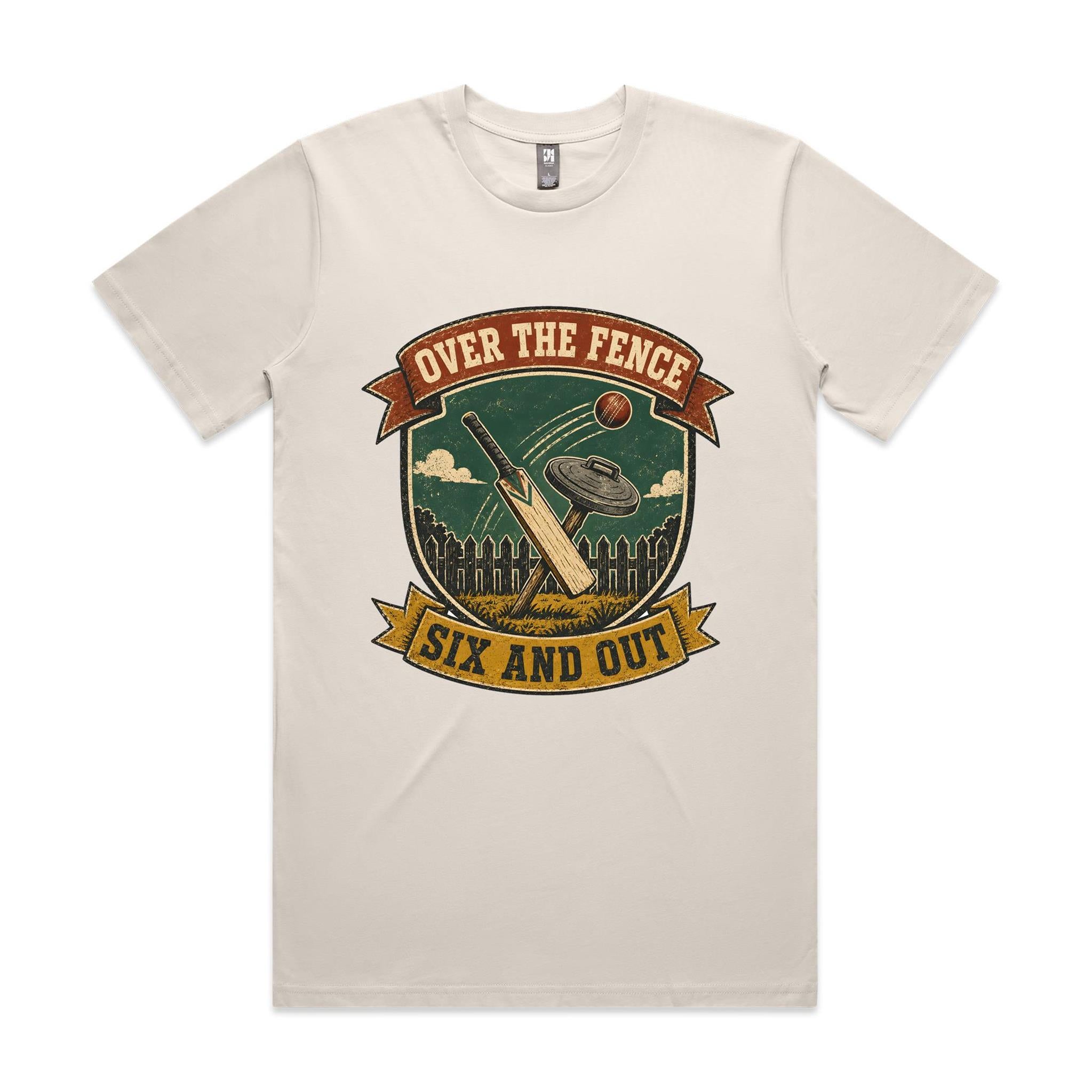 Over the Fence, Six and Out — Backyard Cricket Tee