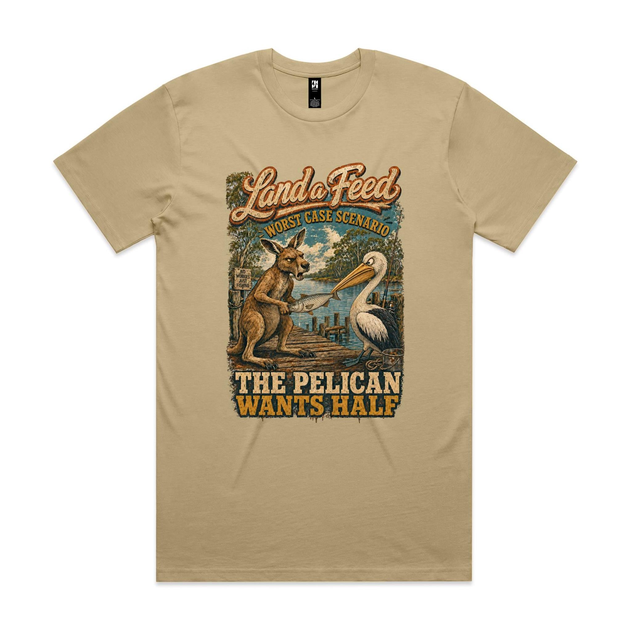 Land a Feed — The Pelican Wants Half | Kangaroo Fishing Tee