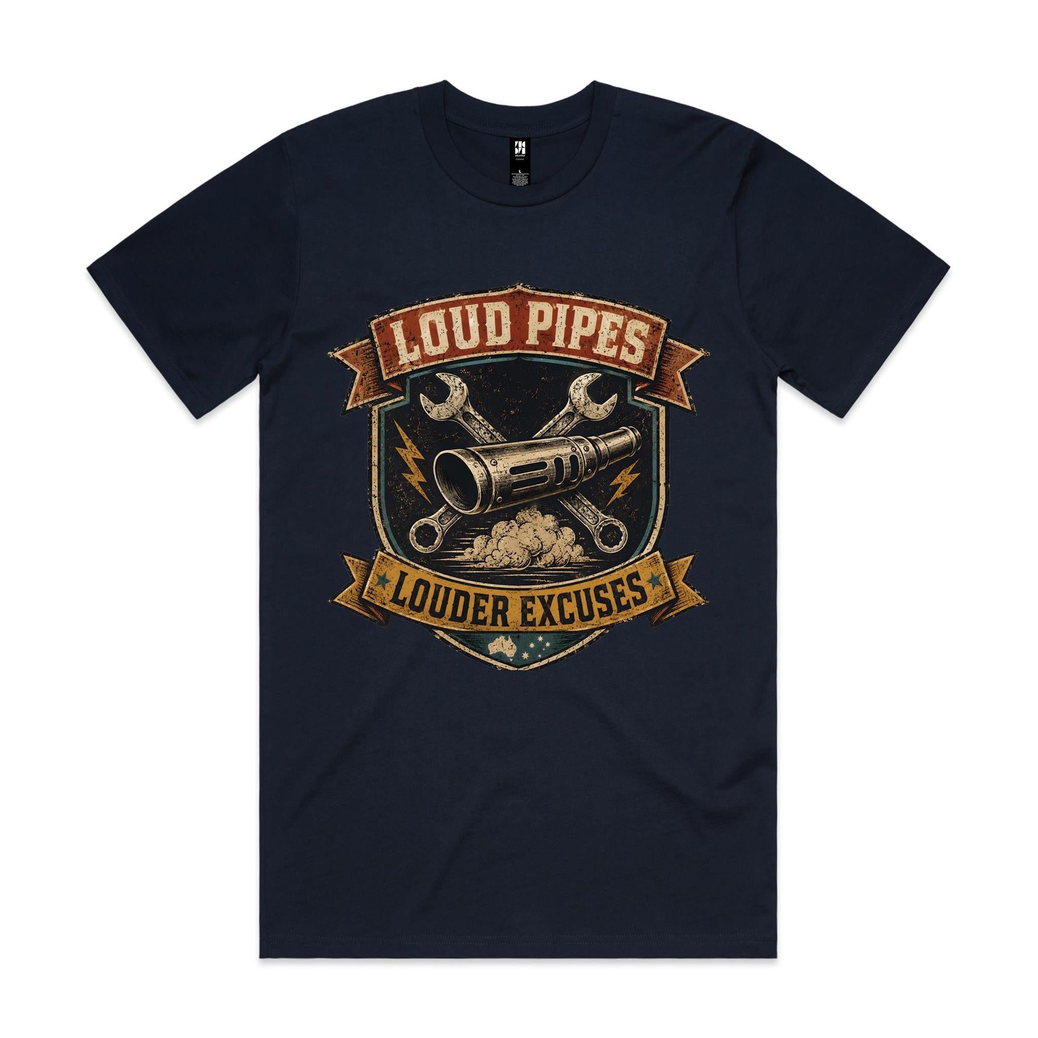 Loud Pipes, Louder Excuses — Motorbike Tee