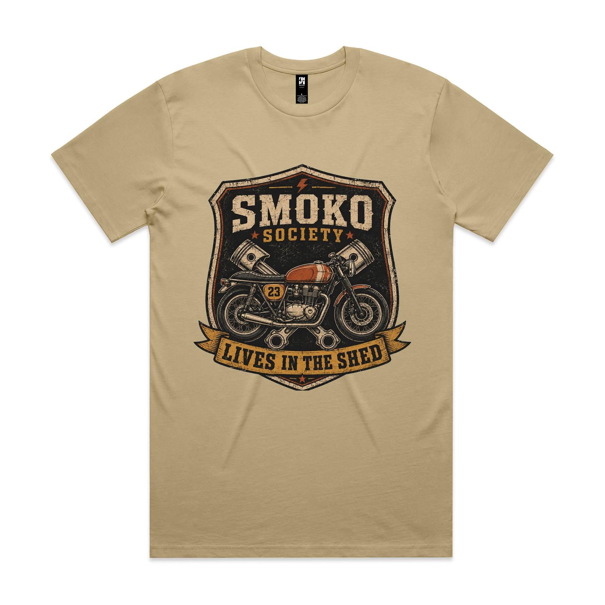 Smoko Society — Lives in the Shed | Cafe Racer Tee