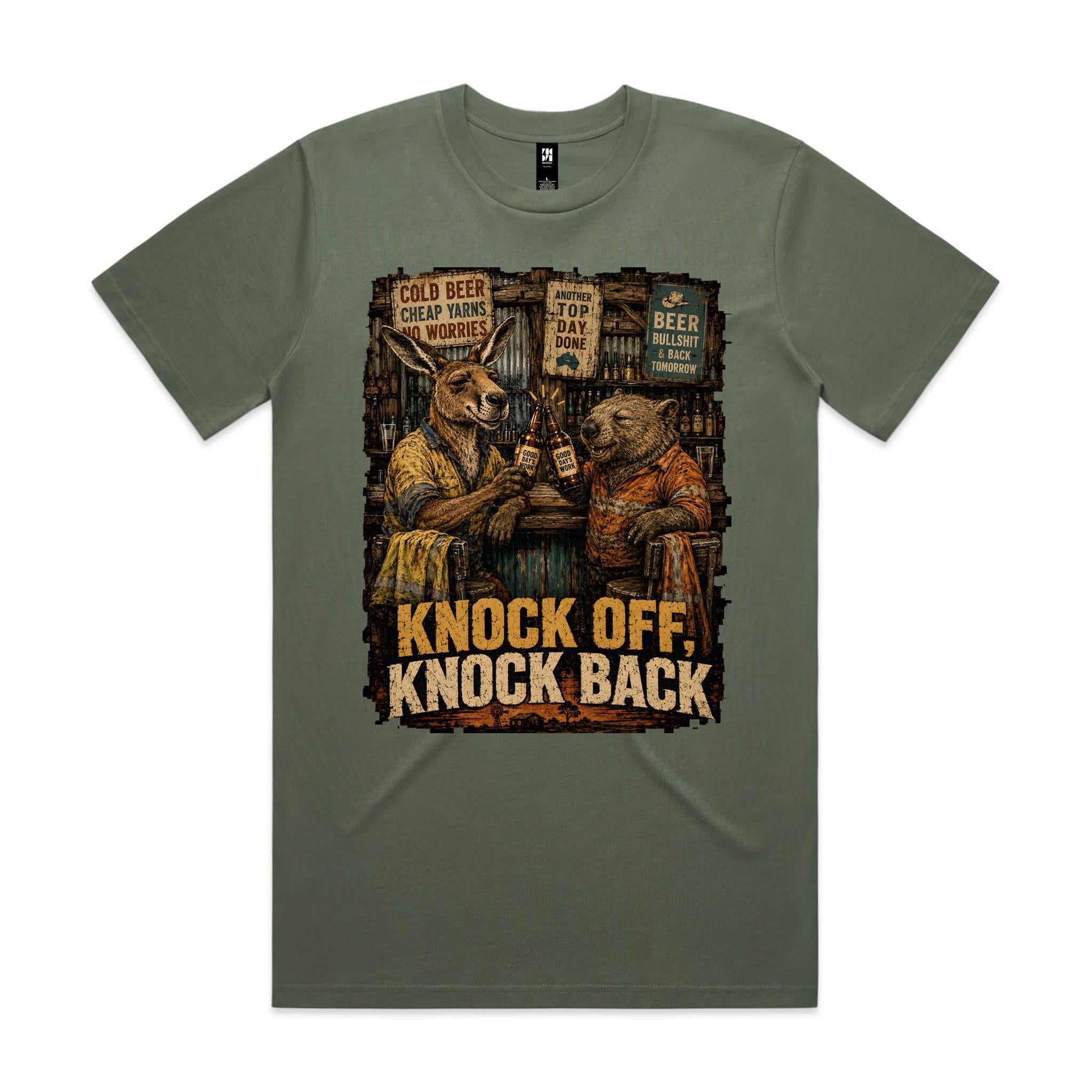 Knock Off, Knock Back — Kangaroo & Wombat Pub Tee