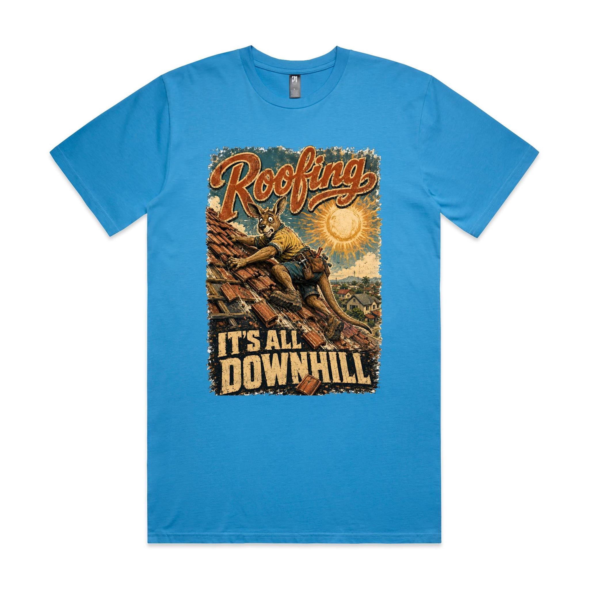 Roofing — It's All Downhill | Kangaroo Roofer Tee