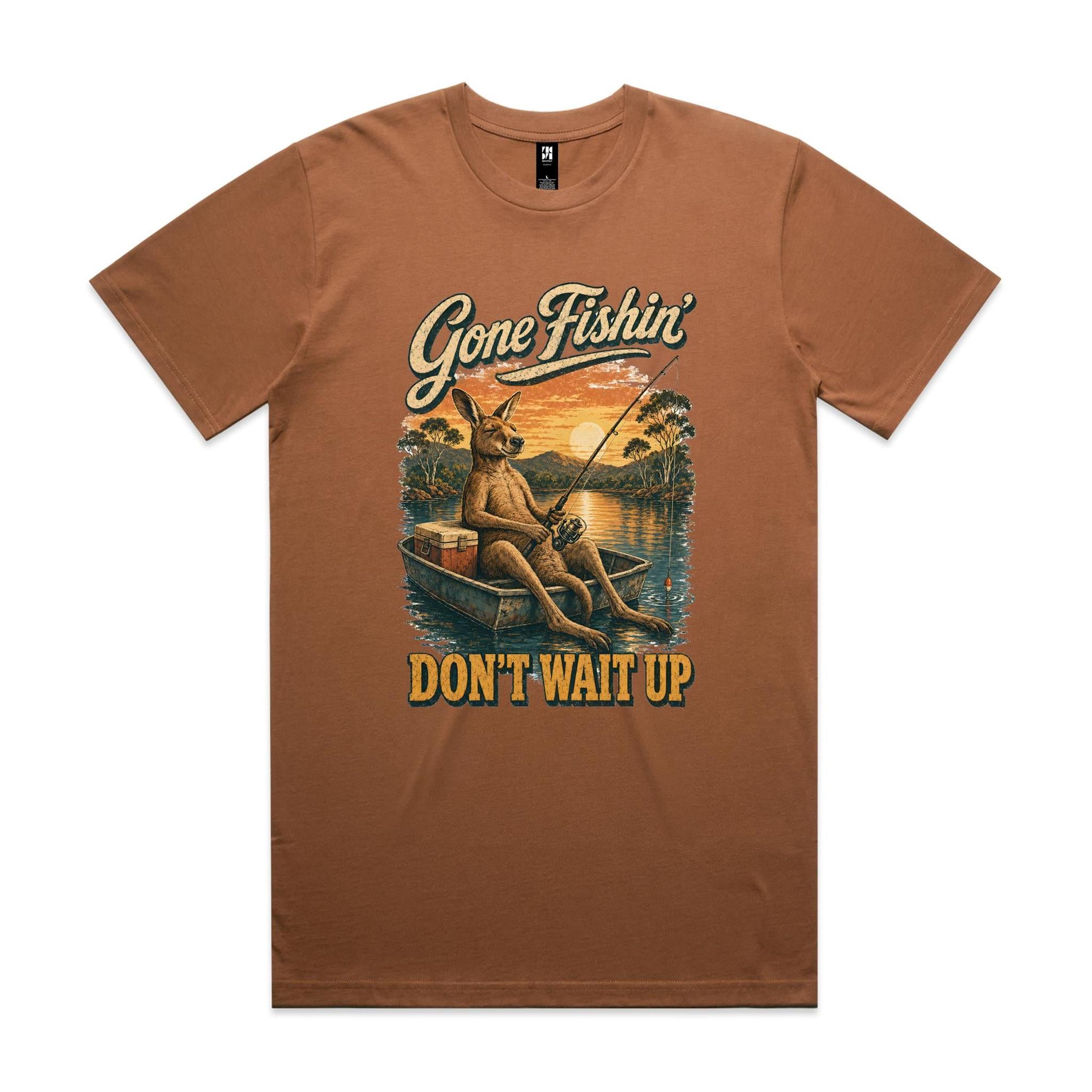 Gone Fishin' Don't Wait Up — Kangaroo Boat Tee