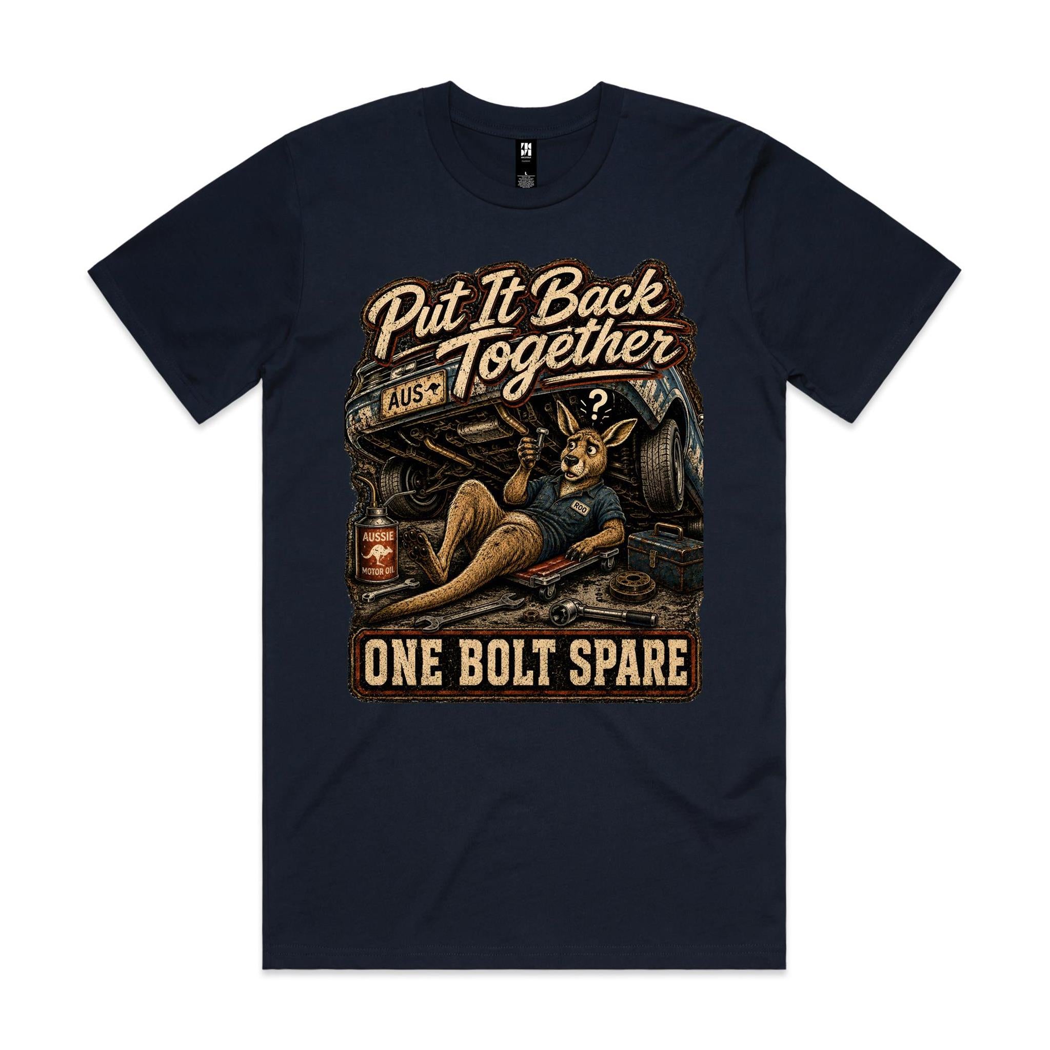 Put It Back Together — One Bolt Spare | Kangaroo Mechanic Tee