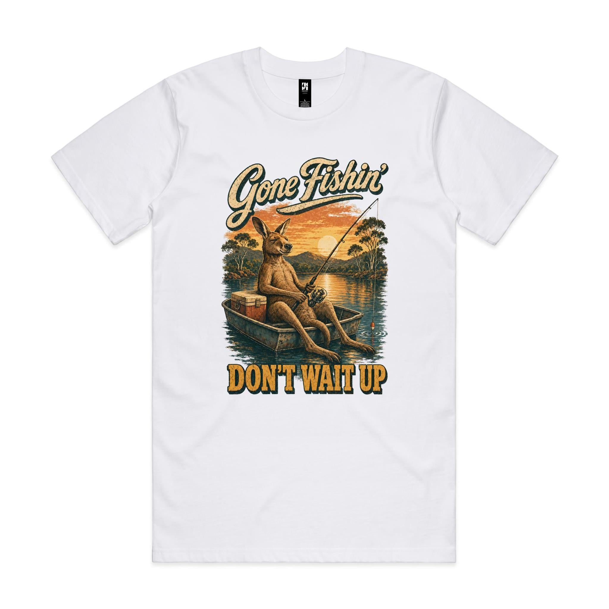 Gone Fishin' Don't Wait Up — Kangaroo Boat Tee